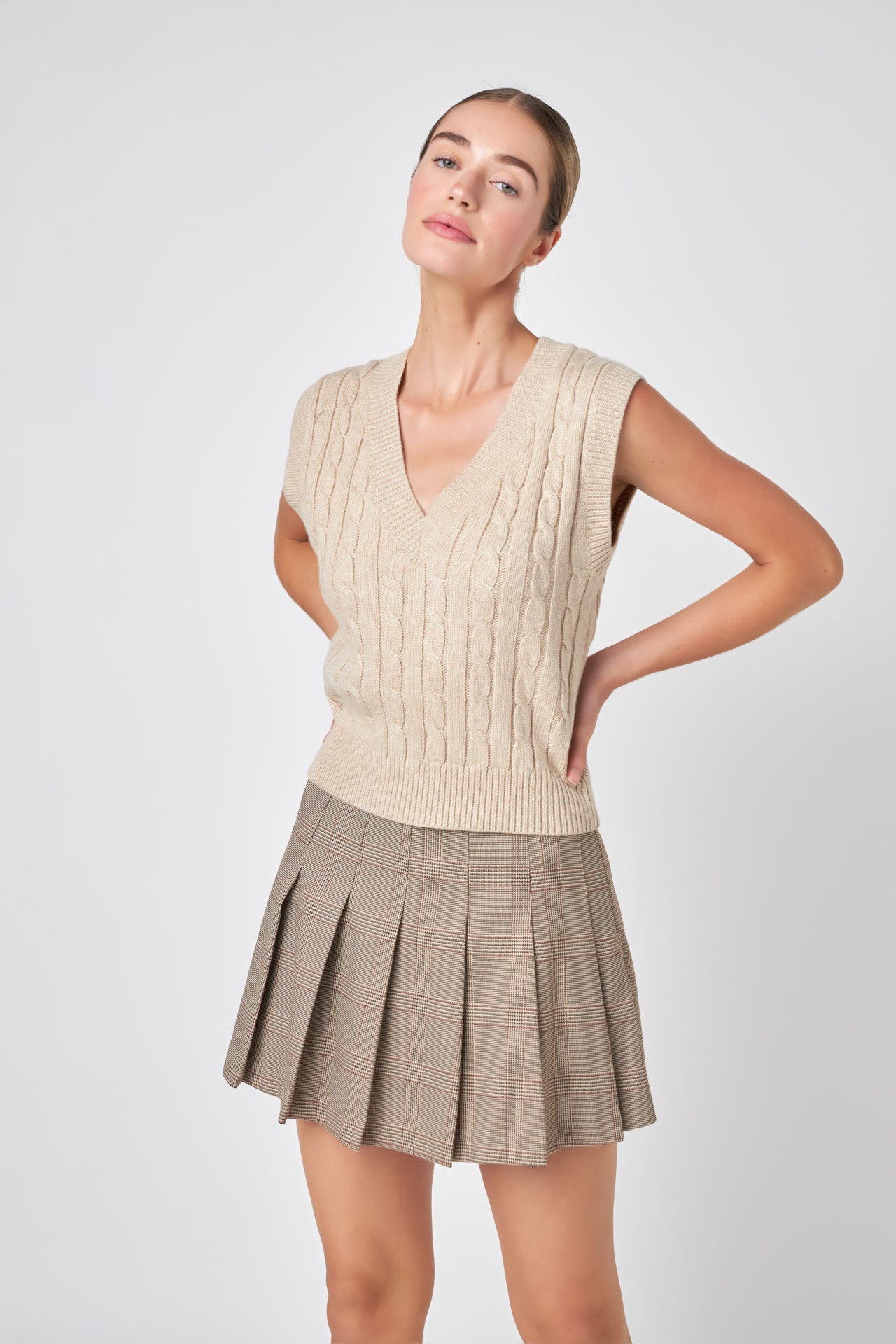 ENGLISH FACTORY - Pleated Check Skort - SKORTS available at Objectrare