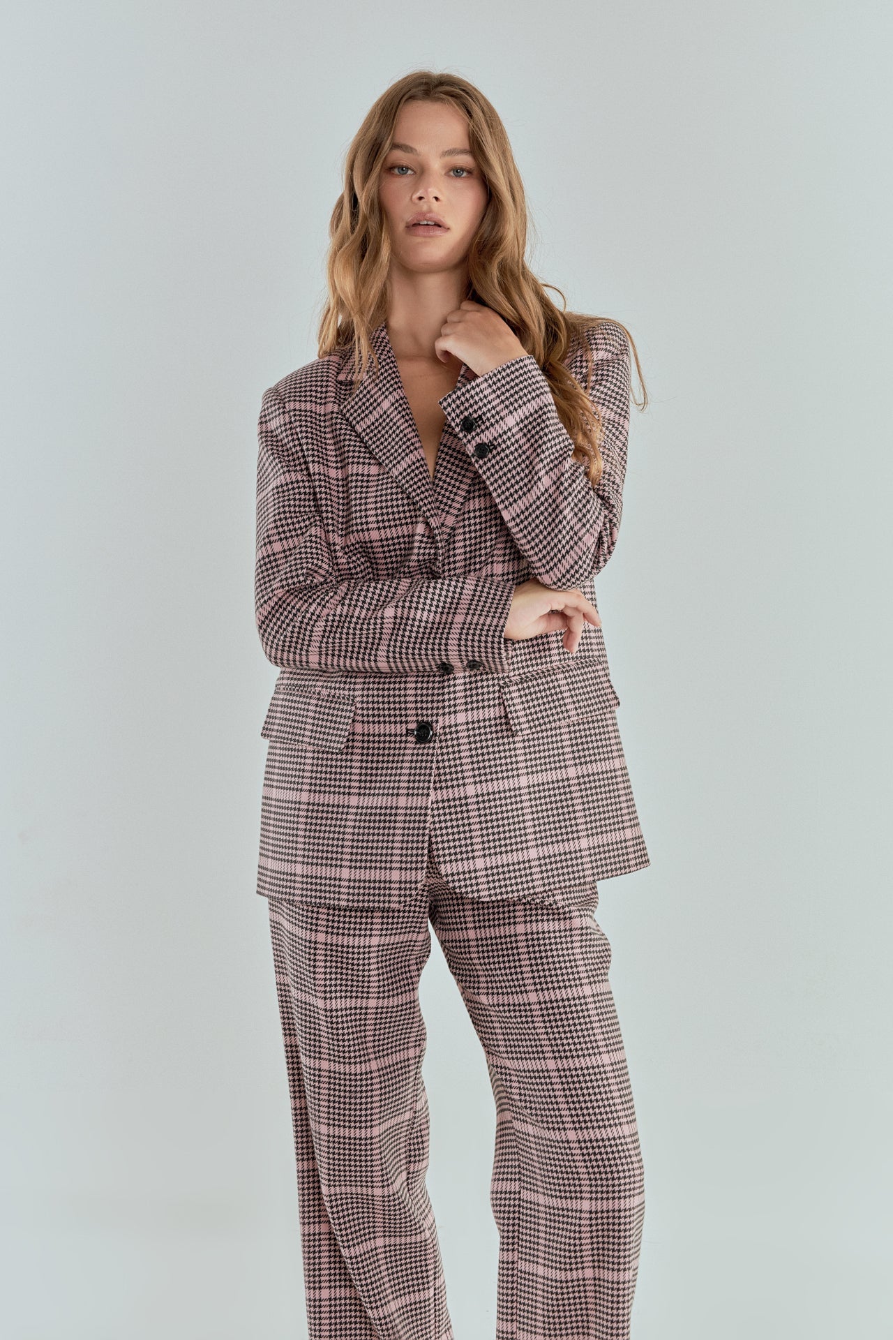 ENDLESS ROSE - Houndstooth Oversize Blazer - BLAZERS available at Objectrare