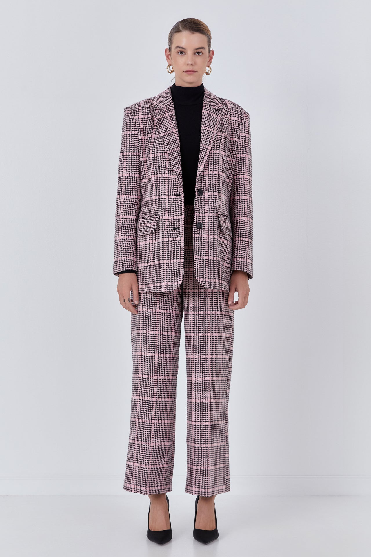 ENDLESS ROSE - Houndstooth Oversize Blazer - BLAZERS available at Objectrare