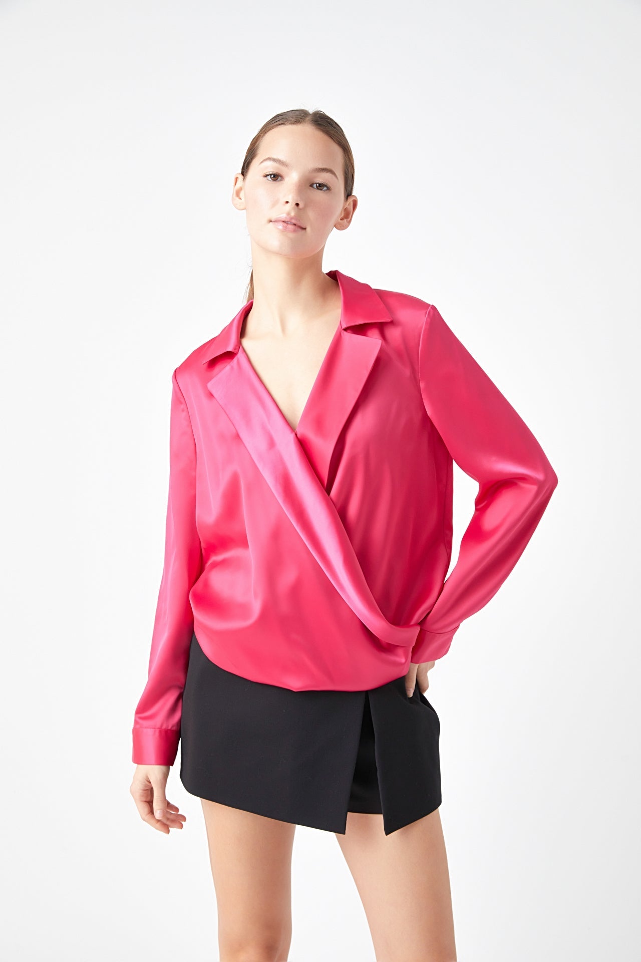 ENDLESS ROSE - Wrapped Satin Blouse - SHIRTS & BLOUSES available at Objectrare