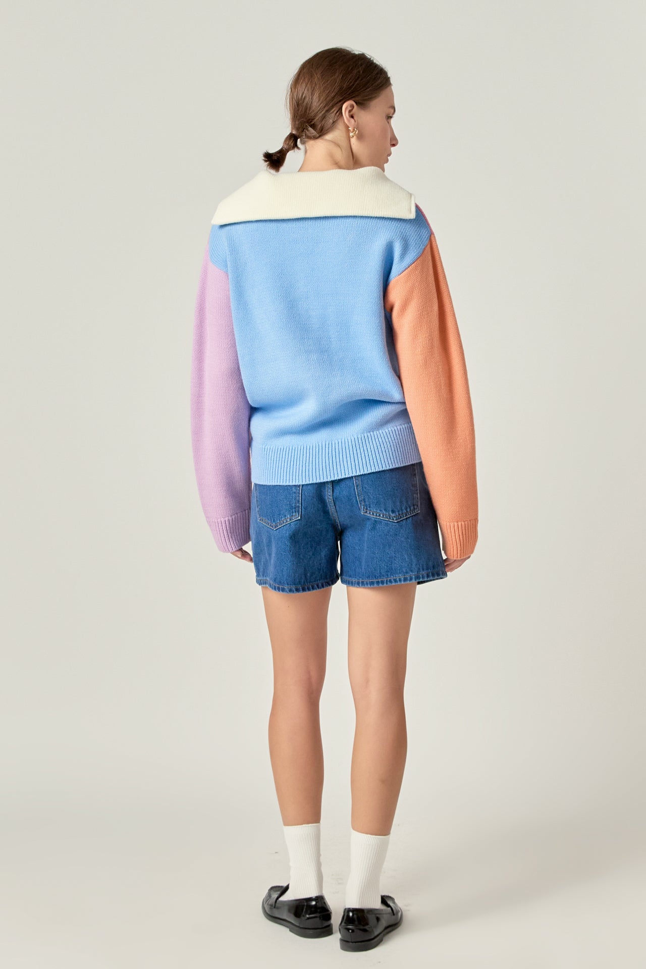 ENGLISH FACTORY - Colorblock Zip Pullover Sweater - SWEATERS & KNITS available at Objectrare