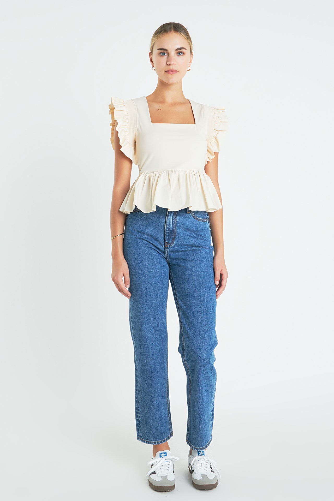 ENGLISH FACTORY - Square Neckline Ruffled Top - TOPS available at Objectrare