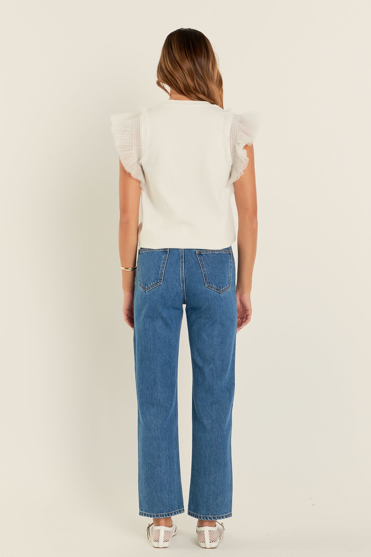 ENGLISH FACTORY - Tulle Ruffle Knit Top - TOPS available at Objectrare