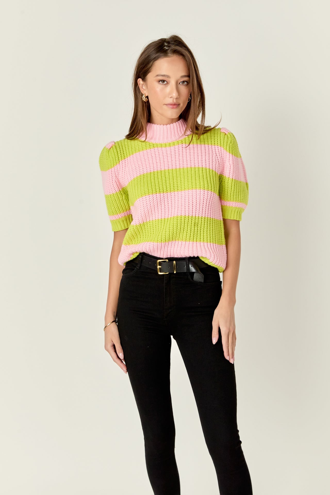ENGLISH FACTORY - Stripe Mockneck Sweater - SWEATERS & KNITS available at Objectrare