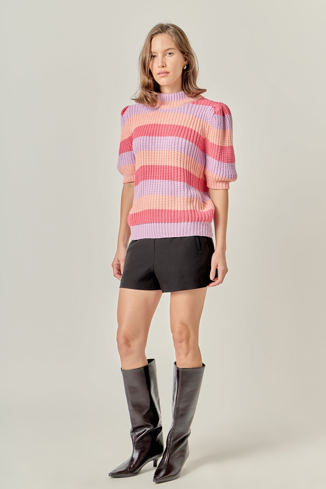 ENGLISH FACTORY - Stripe Mockneck Sweater - SWEATERS & KNITS available at Objectrare