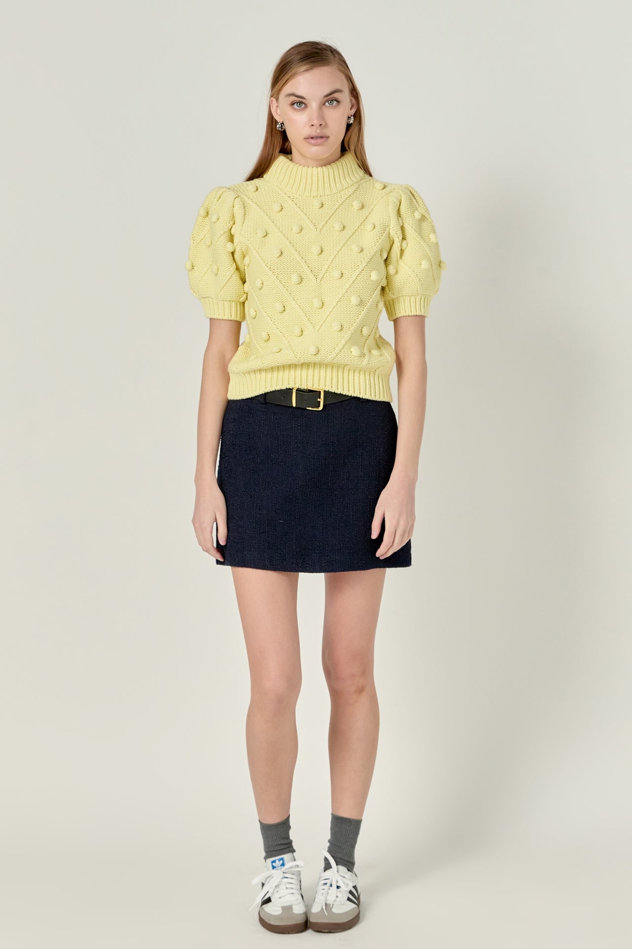ENGLISH FACTORY - Pom Pom Puff Sleeve Sweater - SWEATERS & KNITS available at Objectrare