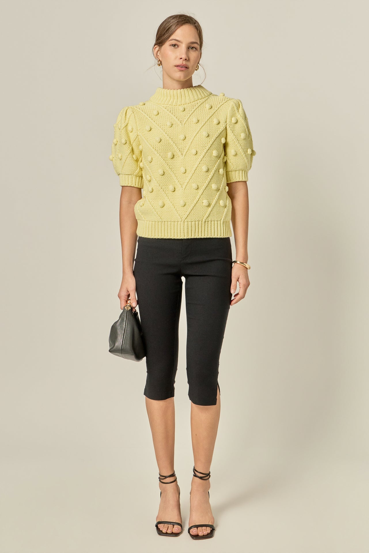 Pom Pom Puff Sleeve Sweater