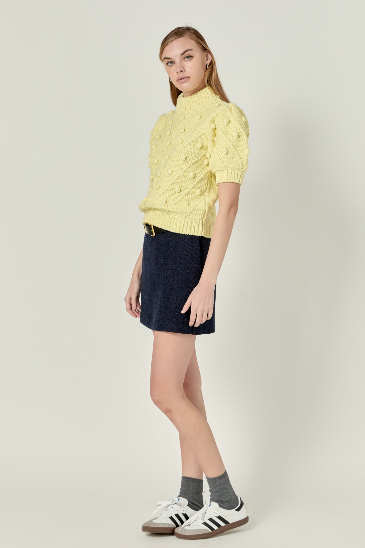 ENGLISH FACTORY - Pom Pom Puff Sleeve Sweater - SWEATERS & KNITS available at Objectrare