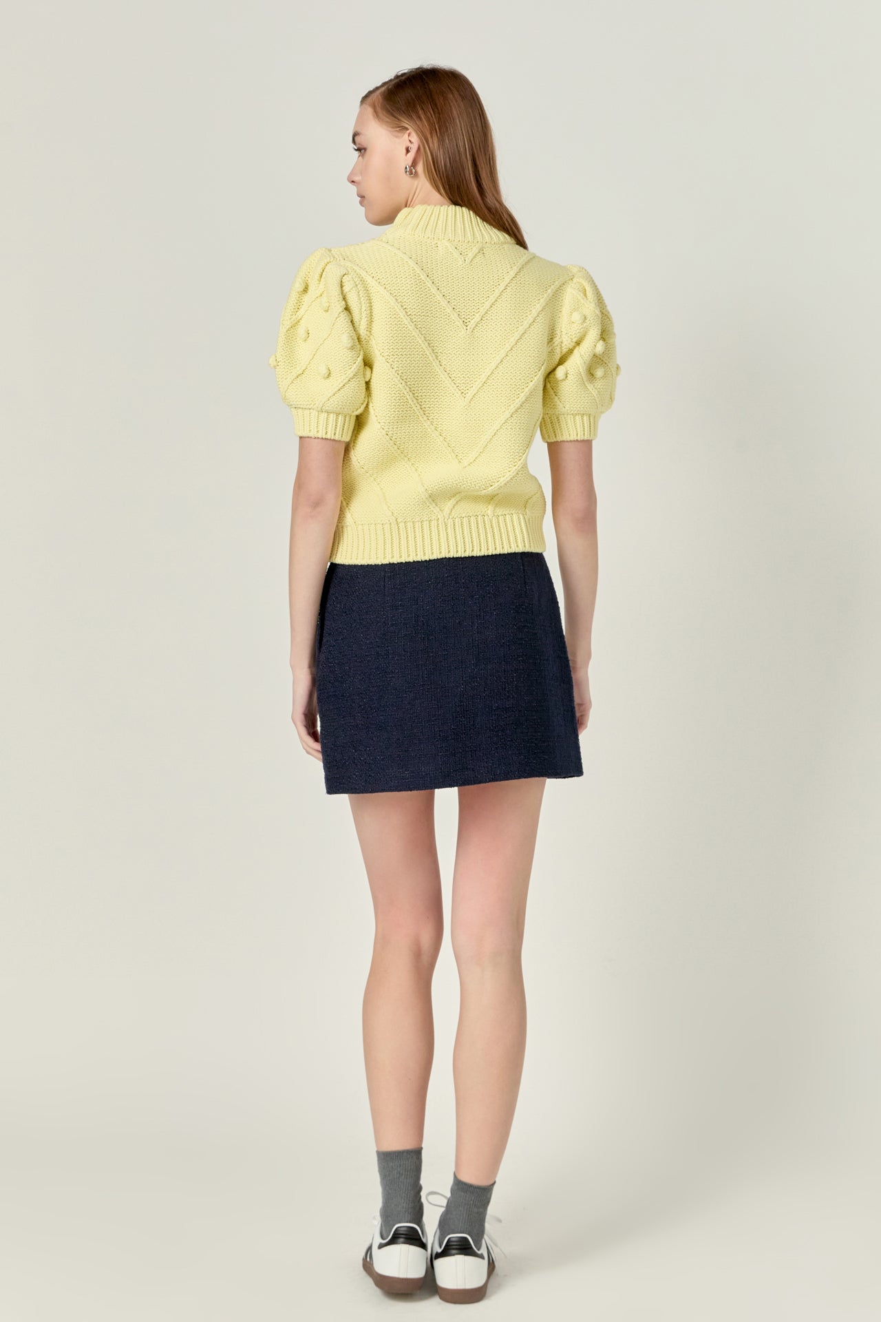 ENGLISH FACTORY - Pom Pom Puff Sleeve Sweater - SWEATERS & KNITS available at Objectrare