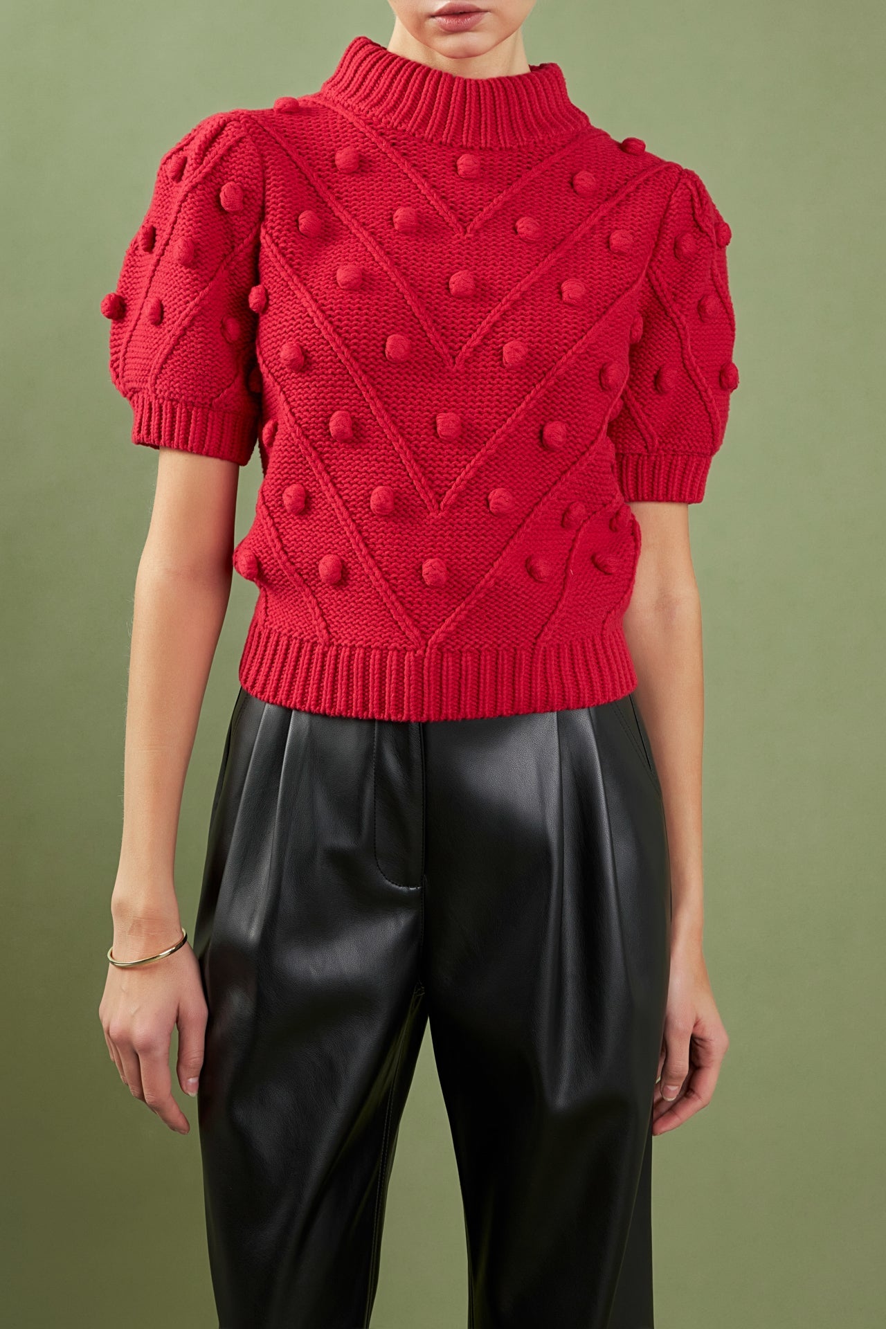 ENGLISH FACTORY - Pom Pom Puff Sleeve Sweater - SWEATERS & KNITS available at Objectrare