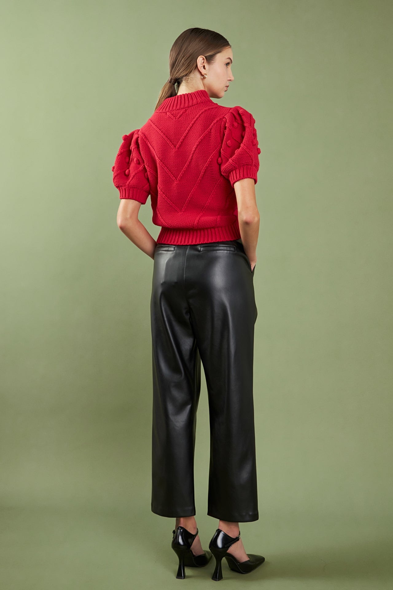 ENGLISH FACTORY - Pom Pom Puff Sleeve Sweater - SWEATERS & KNITS available at Objectrare