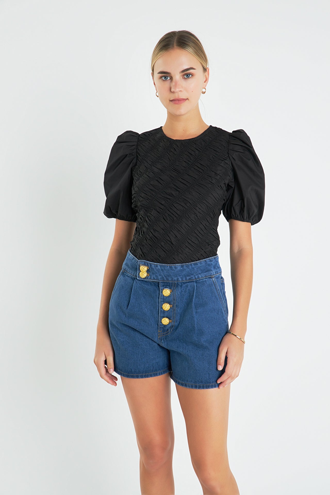 ENGLISH FACTORY - Asymmetrical Smocked Top - TOPS available at Objectrare