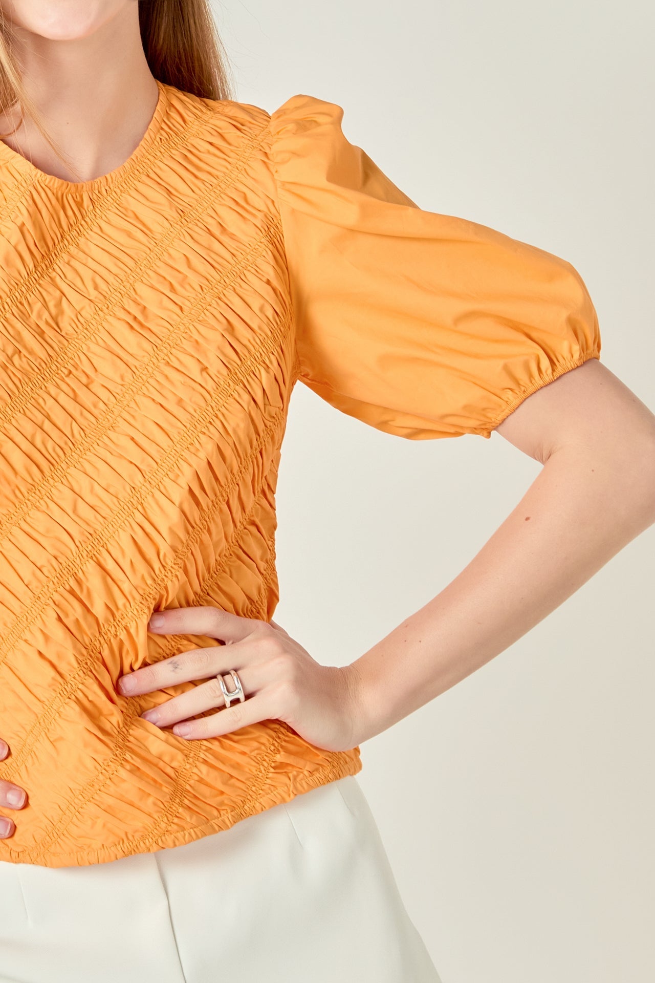 ENGLISH FACTORY - Asymmetrical Smocked Top - TOPS available at Objectrare