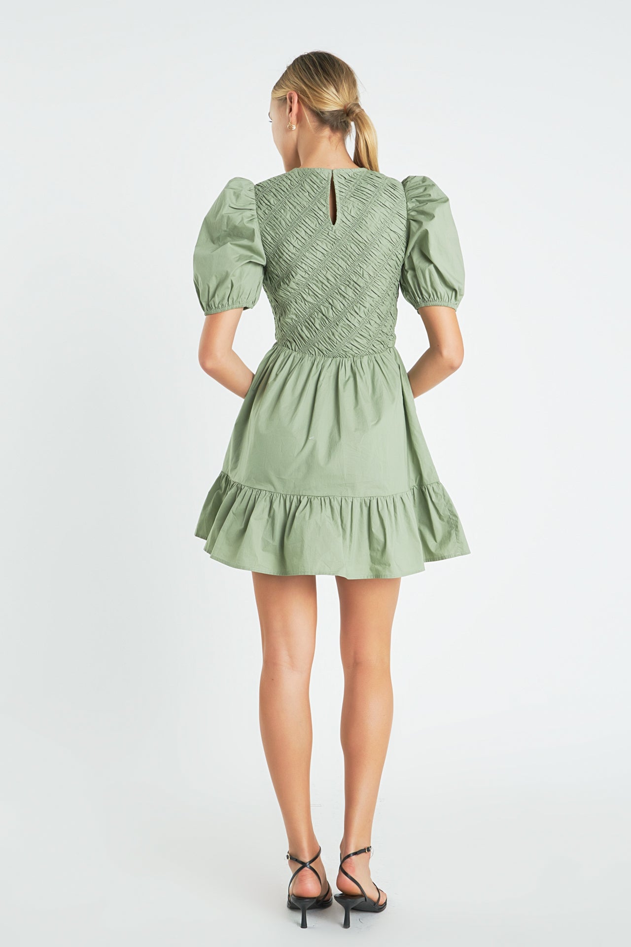 Asymmetrical Smocked Mini Dress