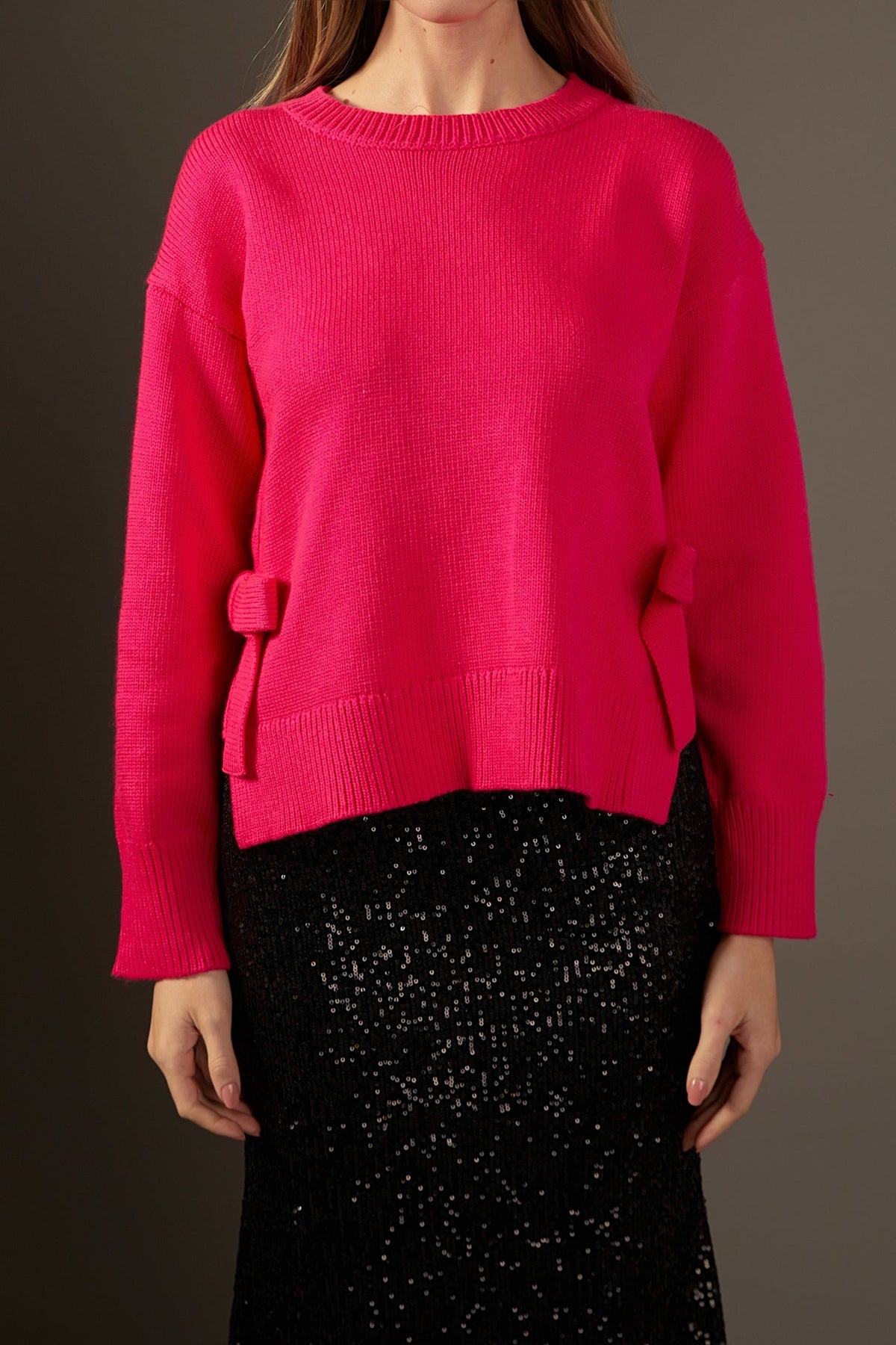 ENGLISH FACTORY - Side Tie Crewneck Sweater - SWEATERS & KNITS available at Objectrare