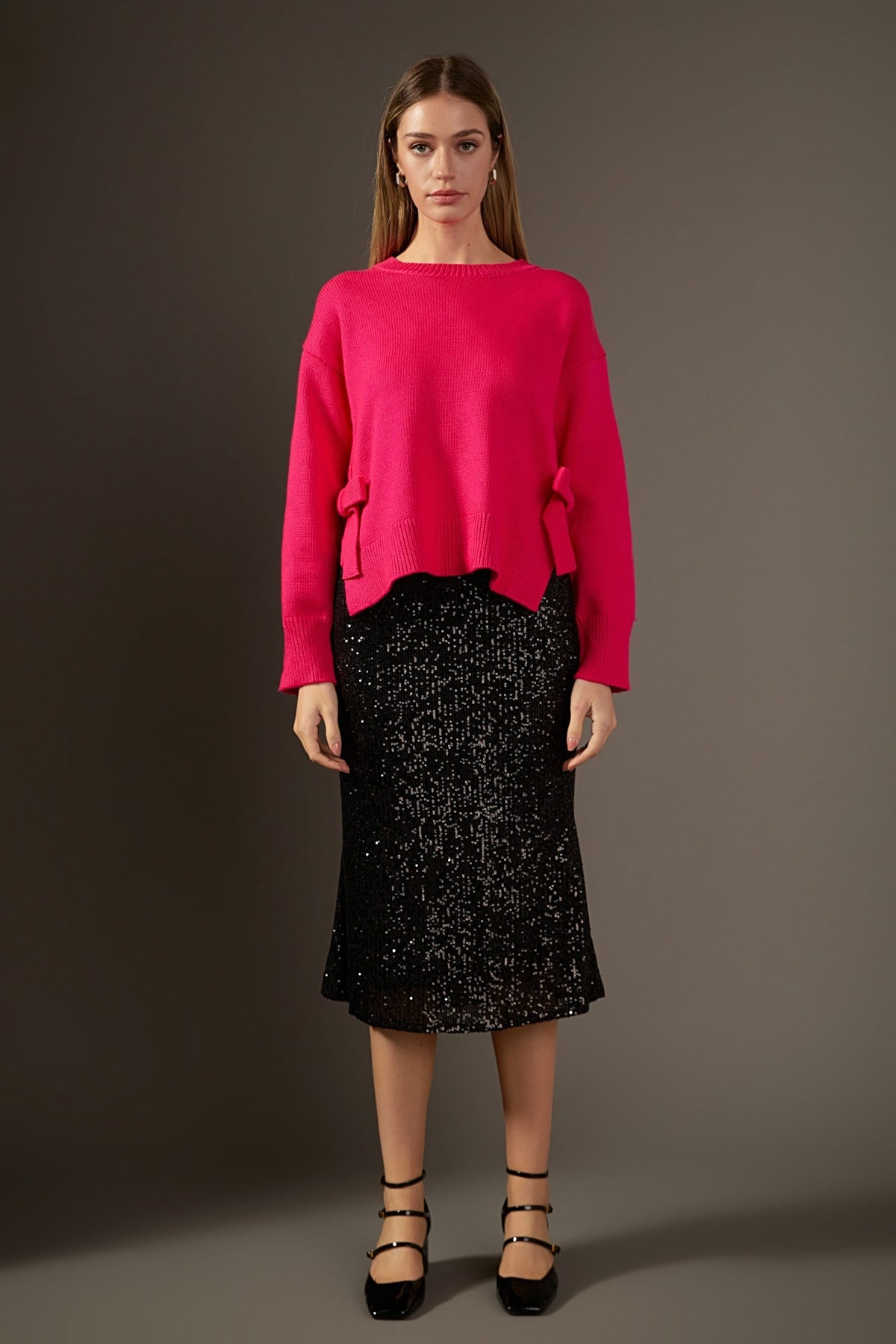 ENGLISH FACTORY - Side Tie Crewneck Sweater - SWEATERS & KNITS available at Objectrare