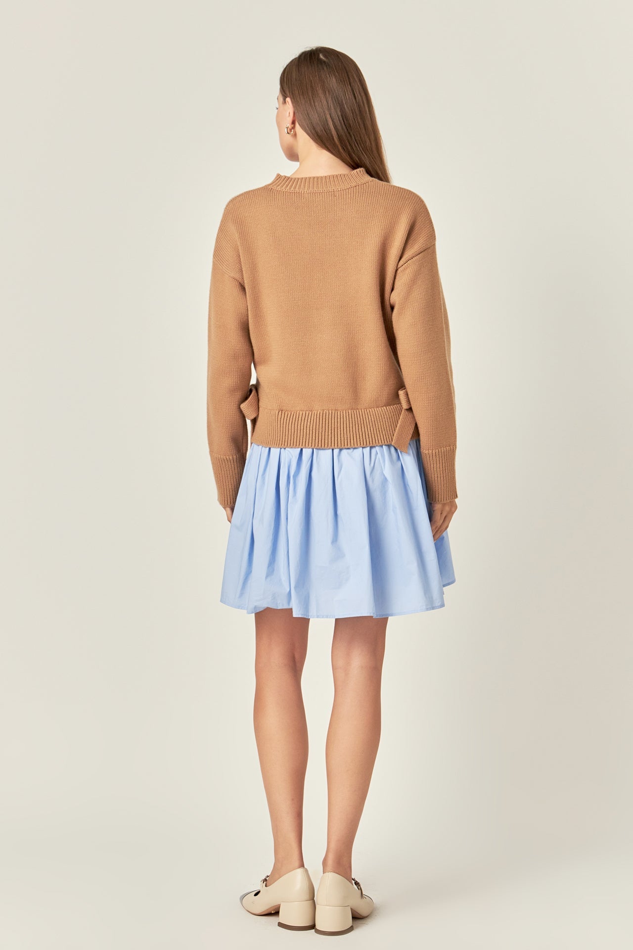 ENGLISH FACTORY - Side Tie Mixed Media Mini Dress - DRESSES available at Objectrare