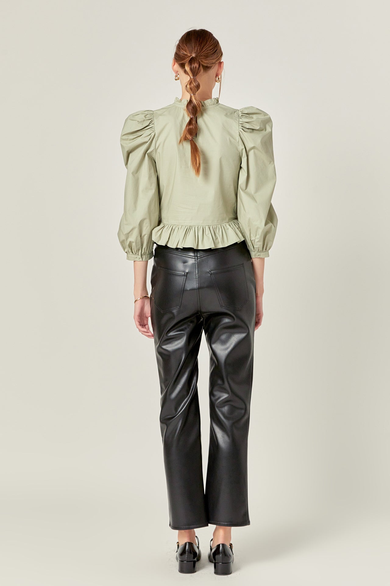 ENGLISH FACTORY - Smocking Detail Puff Sleeve Poplin Blouse - TOPS available at Objectrare
