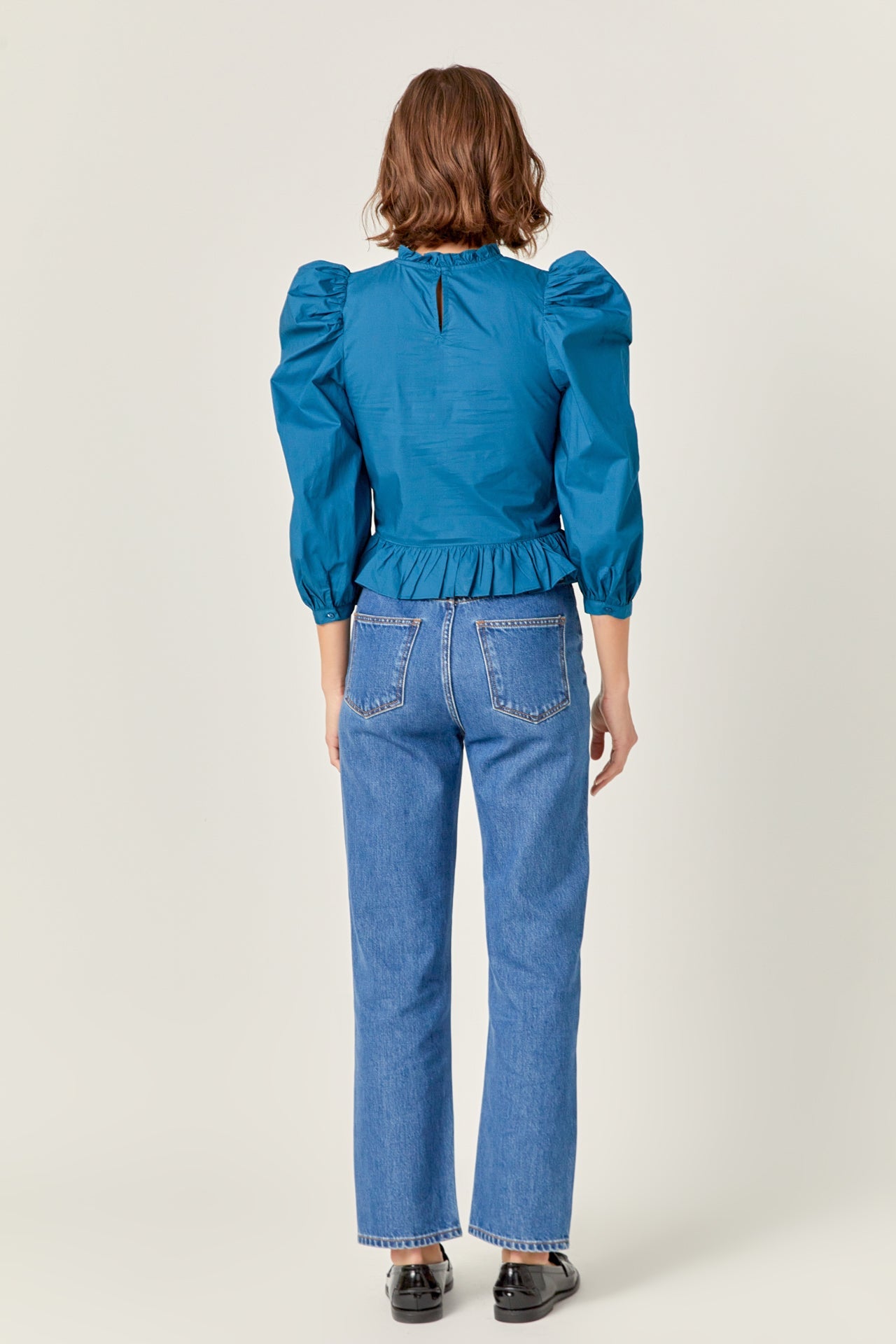 ENGLISH FACTORY - Smocking Detail Puff Sleeve Poplin Blouse - TOPS available at Objectrare