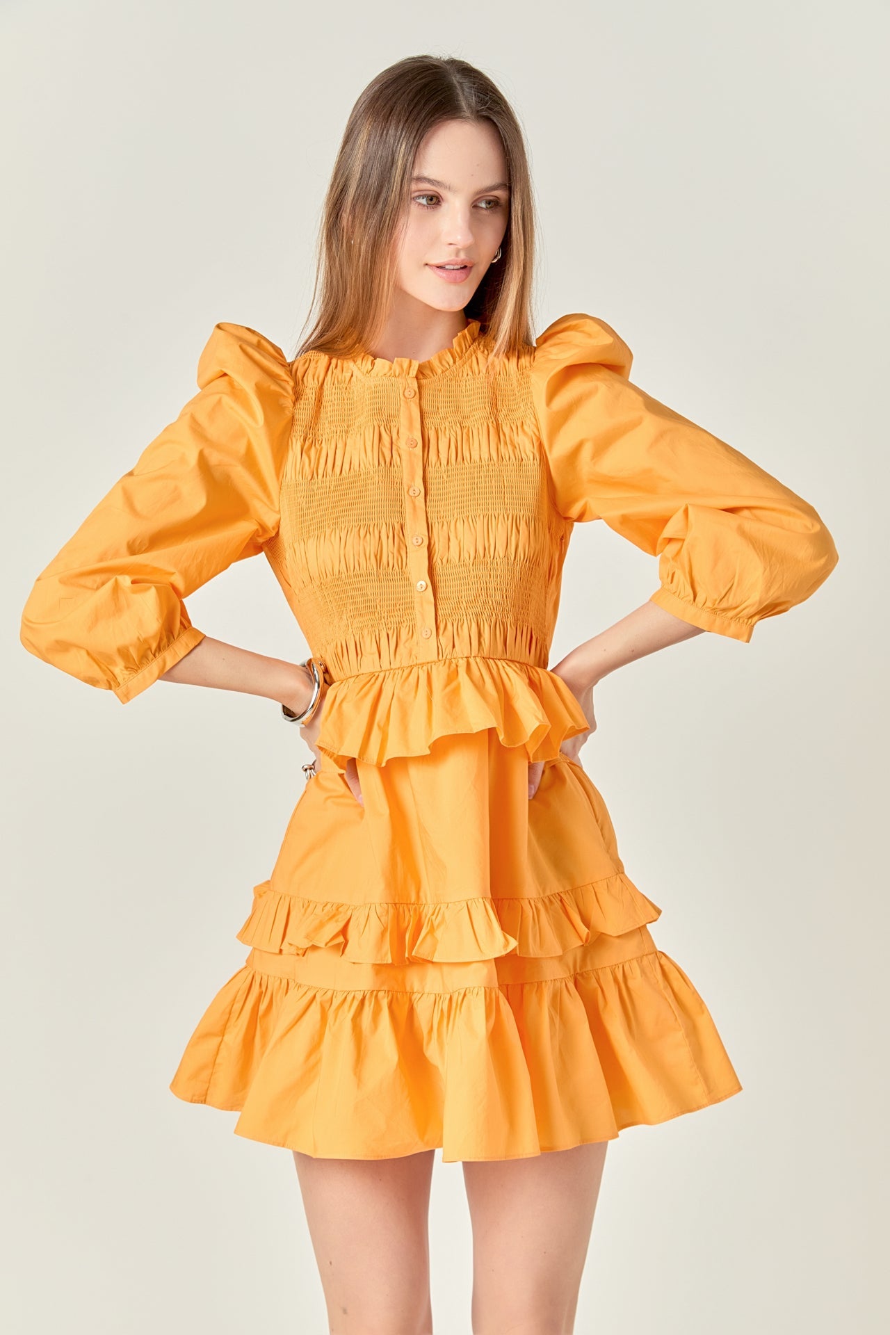 ENGLISH FACTORY - Smocking Detail Mini Dress - DRESSES available at Objectrare