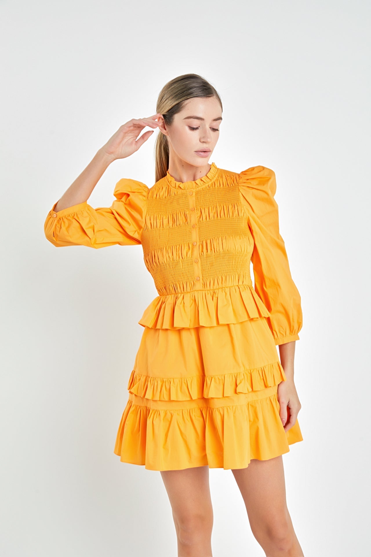 ENGLISH FACTORY - Smocking Detail Mini Dress - DRESSES available at Objectrare