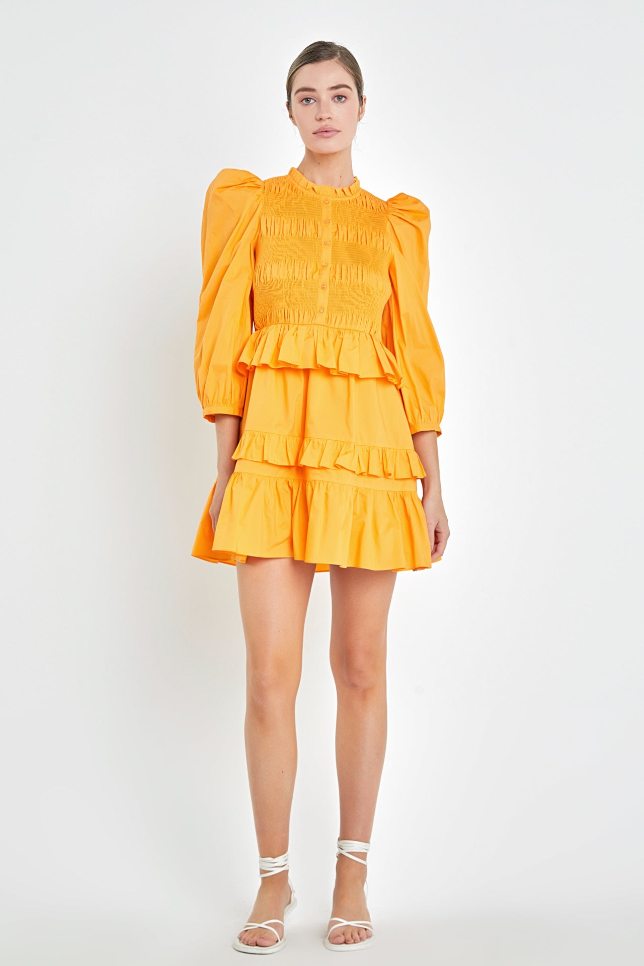 ENGLISH FACTORY - Smocking Detail Mini Dress - DRESSES available at Objectrare