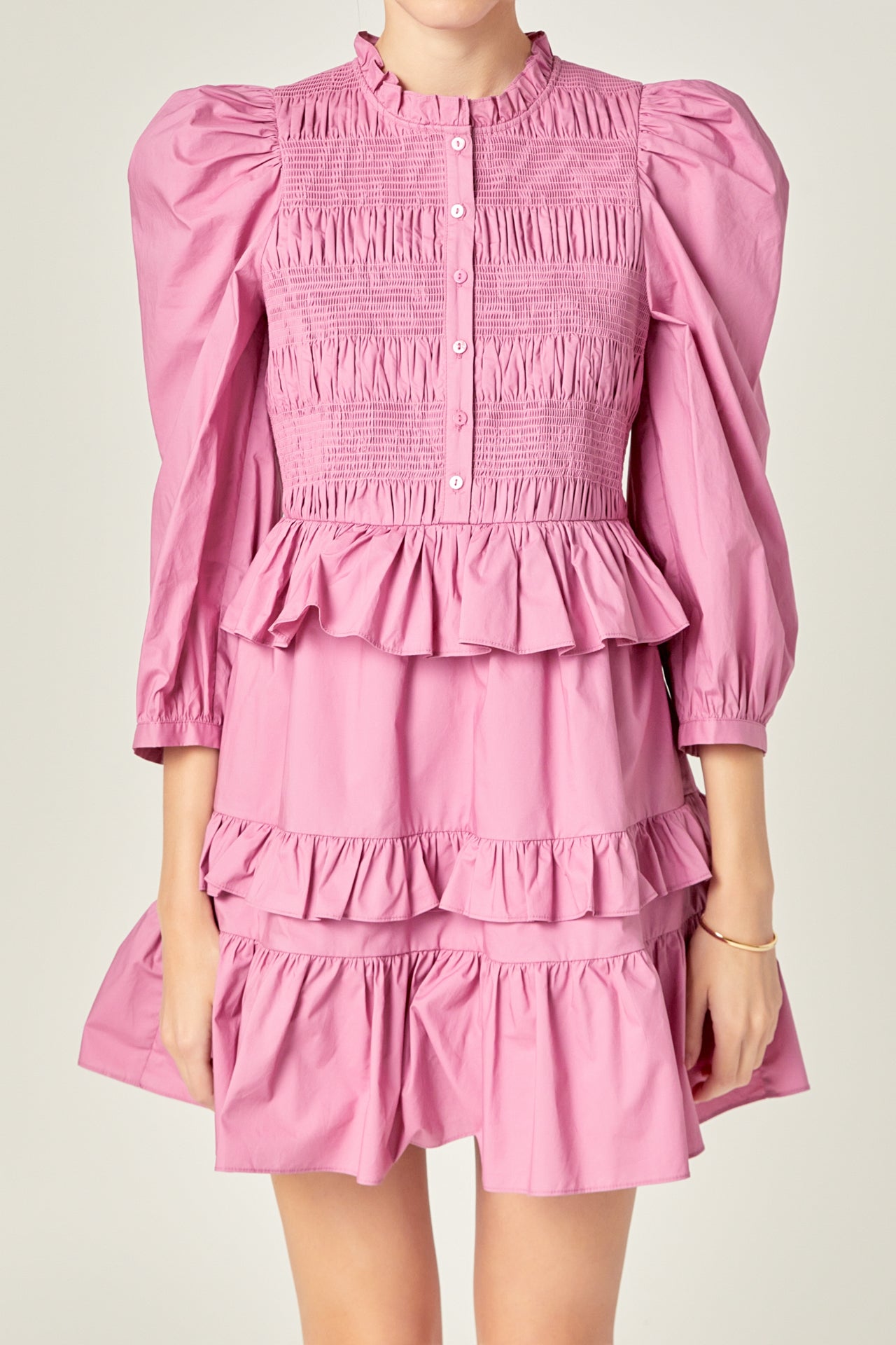 ENGLISH FACTORY - Smocking Detail Mini Dress - DRESSES available at Objectrare