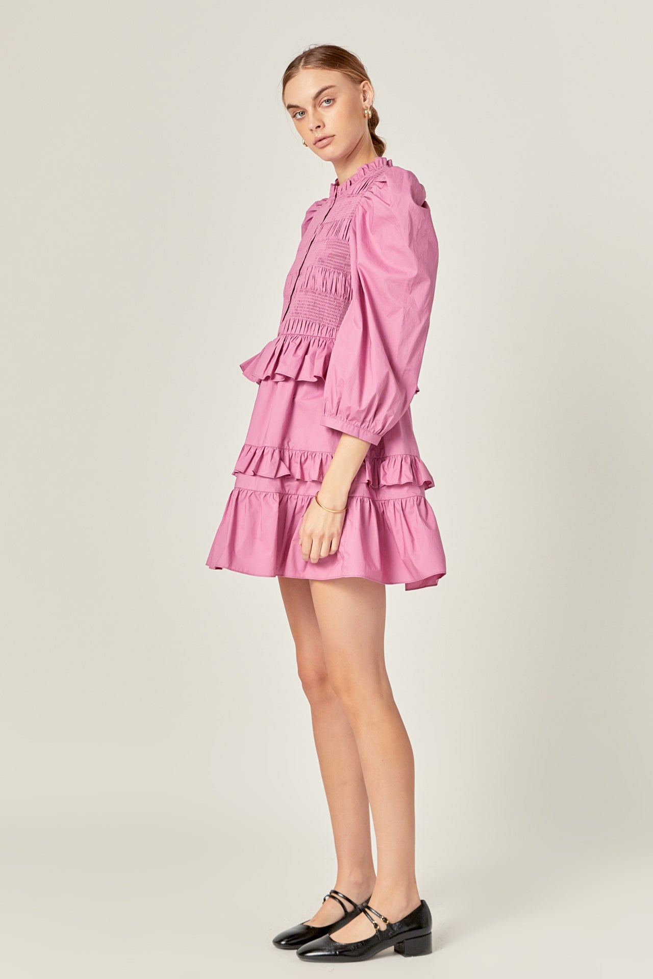 ENGLISH FACTORY - Smocking Detail Mini Dress - DRESSES available at Objectrare