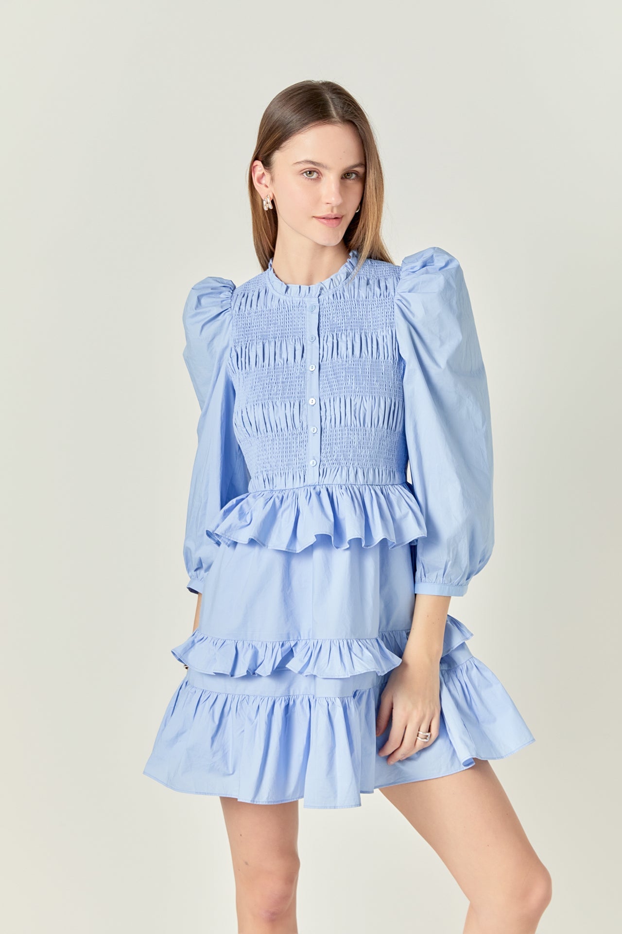 ENGLISH FACTORY - Smocking Detail Mini Dress - DRESSES available at Objectrare