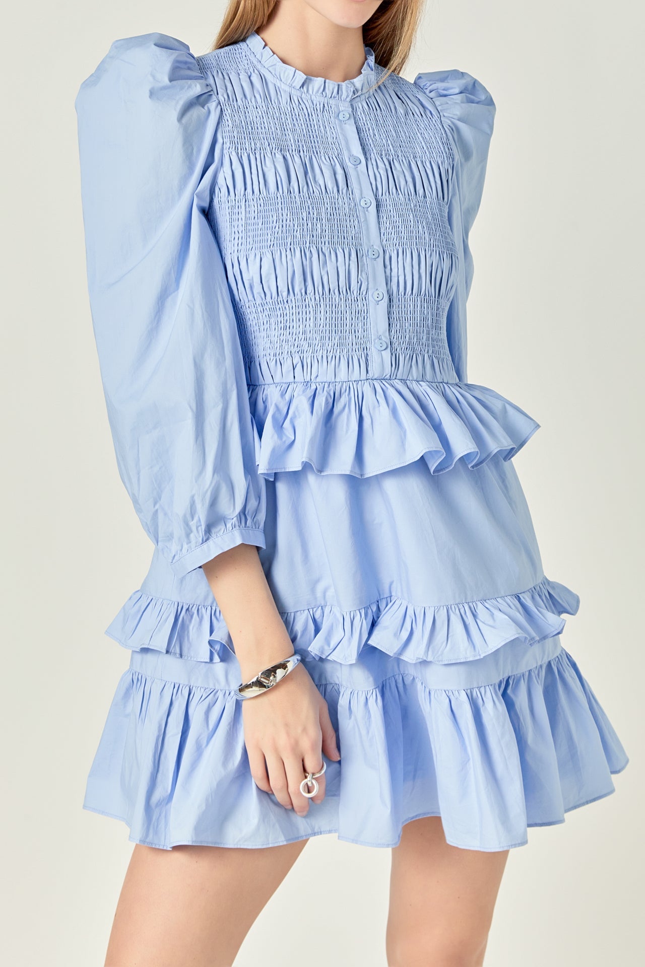 ENGLISH FACTORY - Smocking Detail Mini Dress - DRESSES available at Objectrare