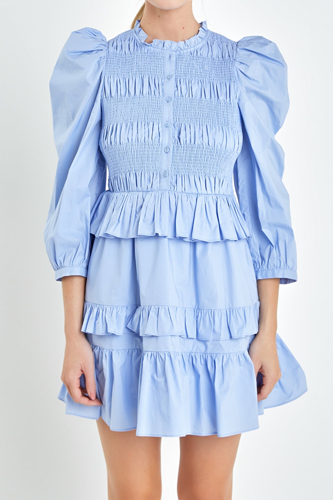 ENGLISH FACTORY - Smocking Detail Mini Dress - DRESSES available at Objectrare