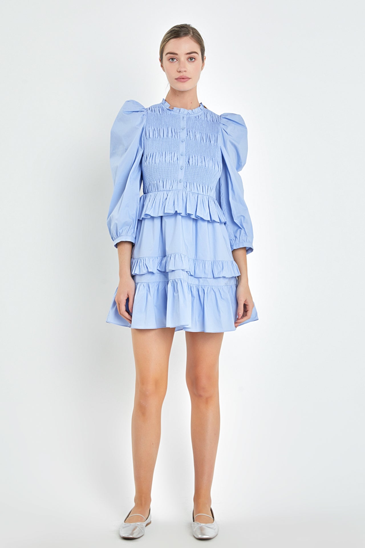 ENGLISH FACTORY - Smocking Detail Mini Dress - DRESSES available at Objectrare