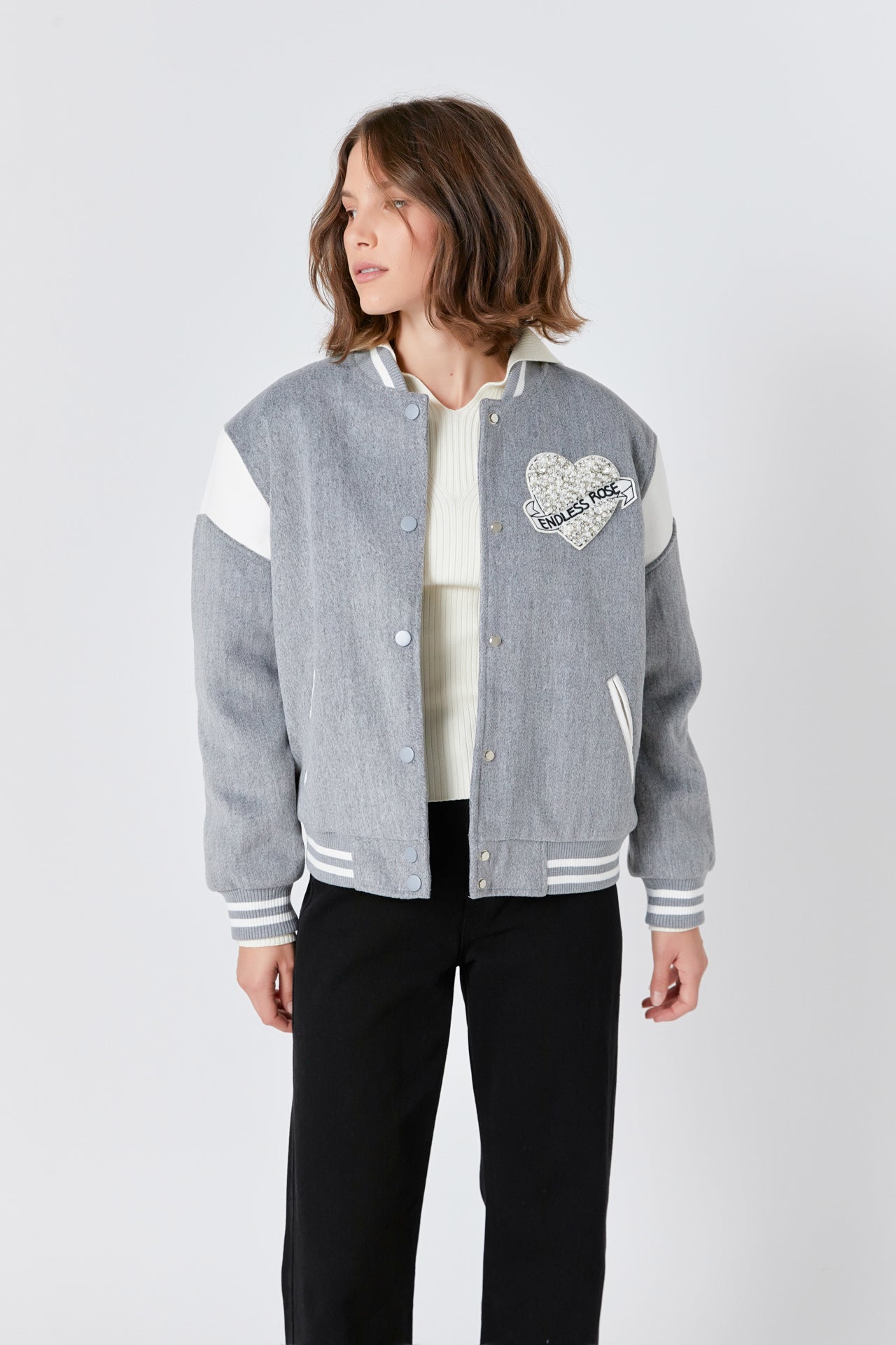 ENDLESS ROSE - Patch Detail Bomber Jacket - JACKETS available at Objectrare