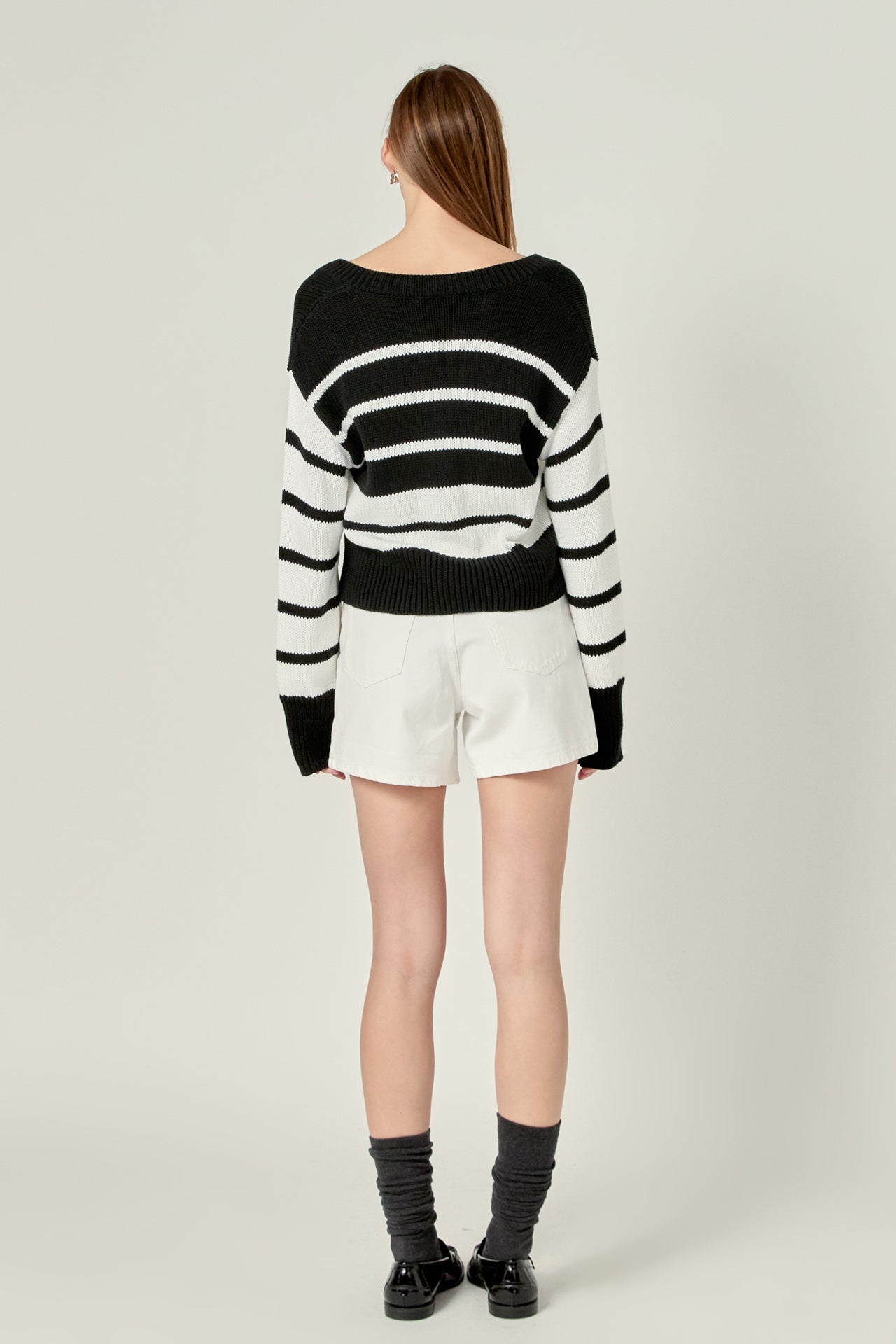 ENGLISH FACTORY - V-neck Striped Sweater - SWEATERS & KNITS available at Objectrare