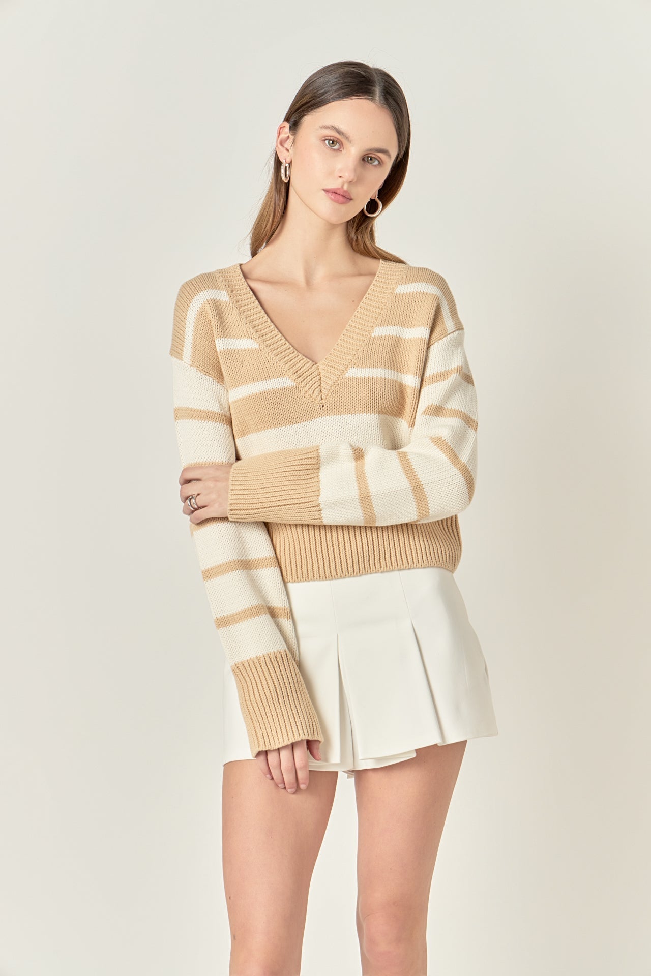 ENGLISH FACTORY - V-neck Striped Sweater - SWEATERS & KNITS available at Objectrare