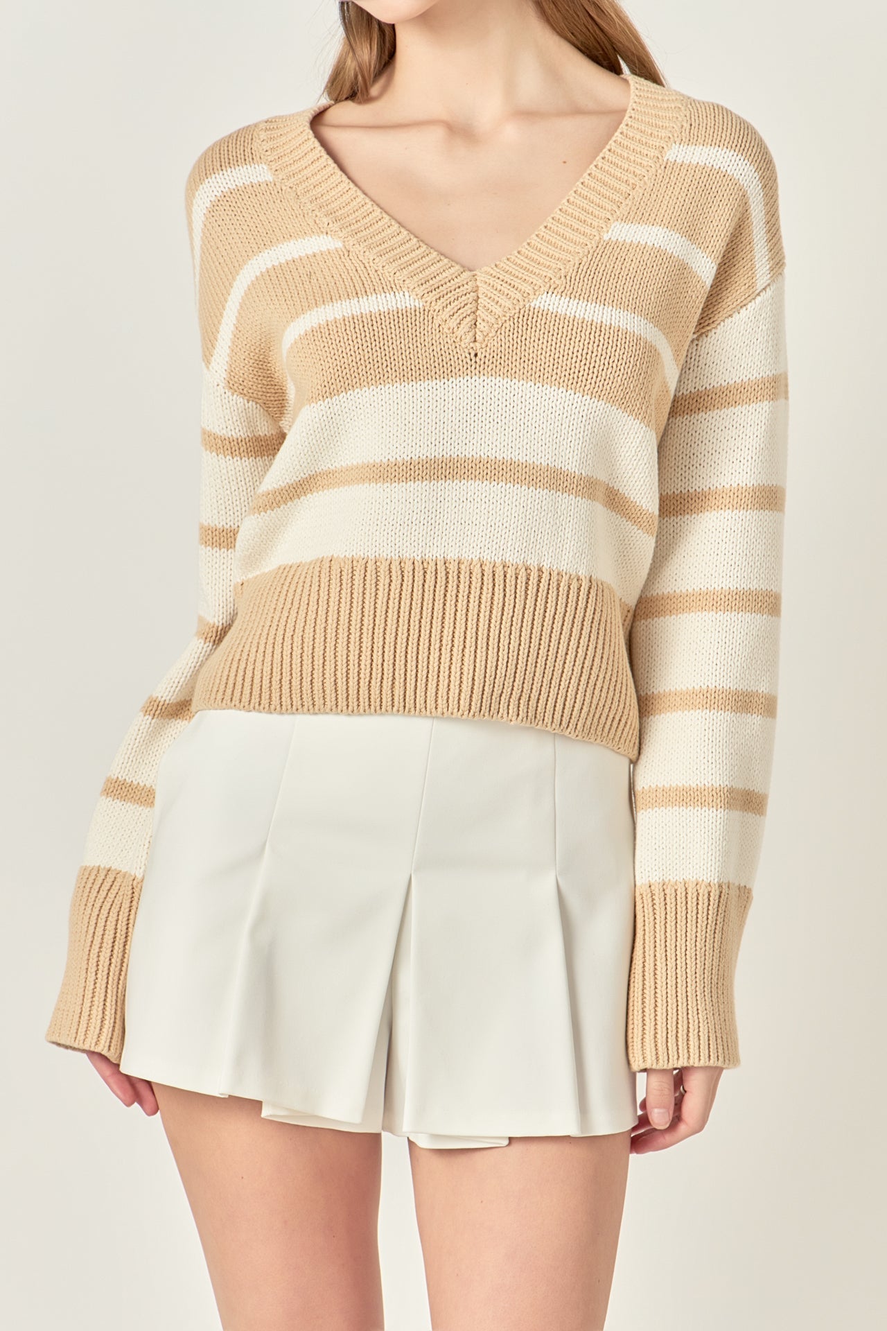 ENGLISH FACTORY - V-neck Striped Sweater - SWEATERS & KNITS available at Objectrare
