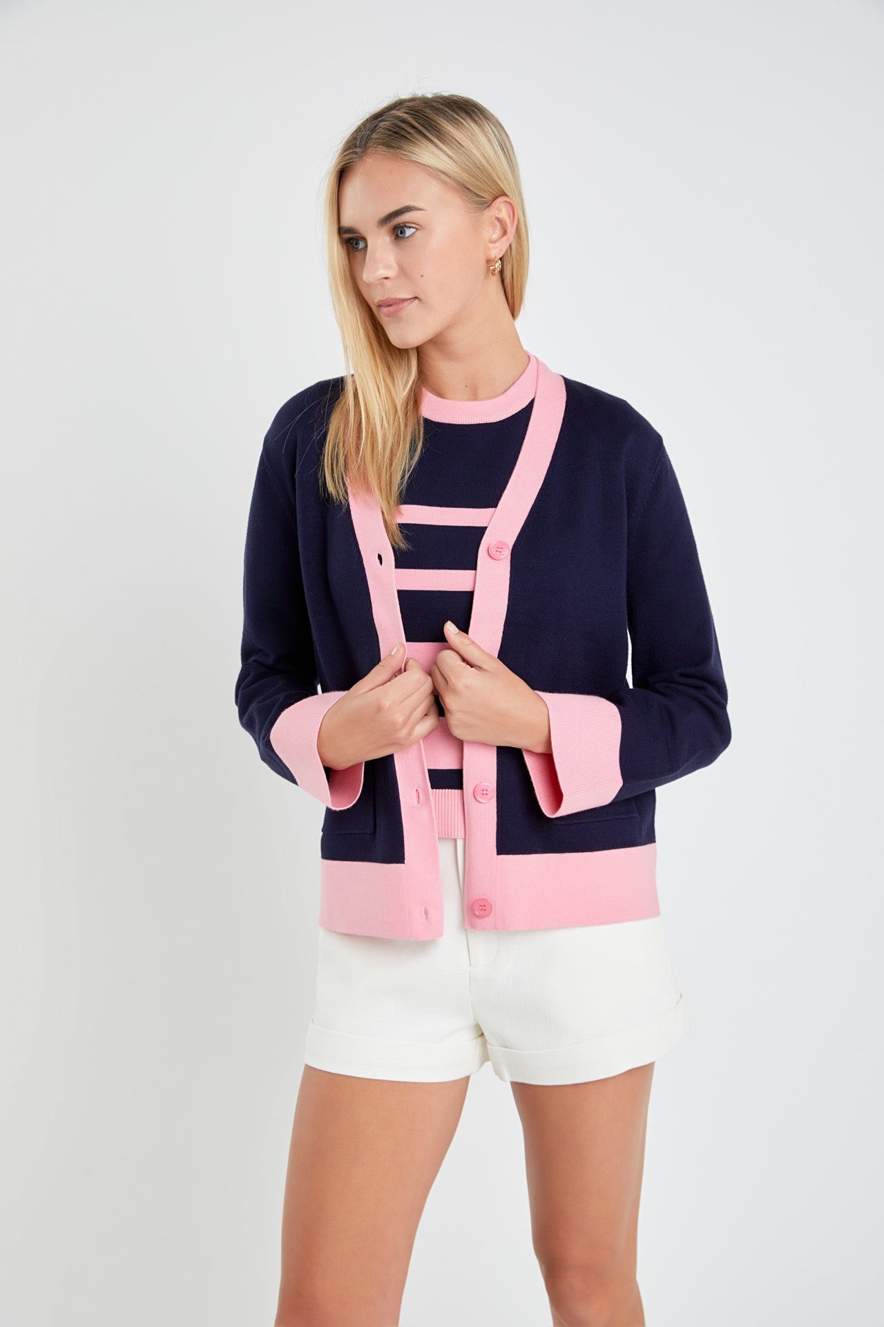 ENGLISH FACTORY - Contrast V-neck Cardigan - JACKETS available at Objectrare