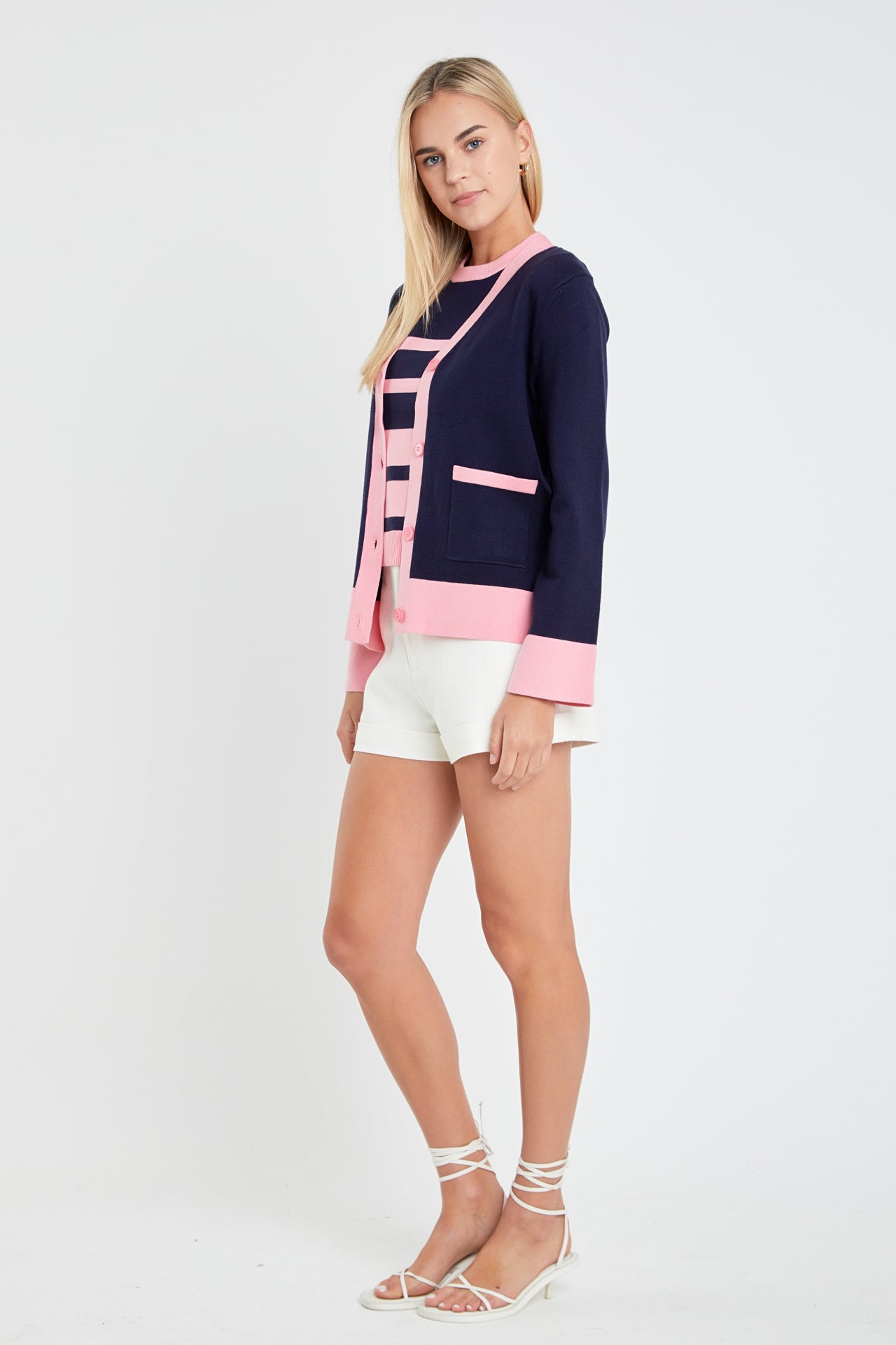 ENGLISH FACTORY - Contrast V-neck Cardigan - JACKETS available at Objectrare