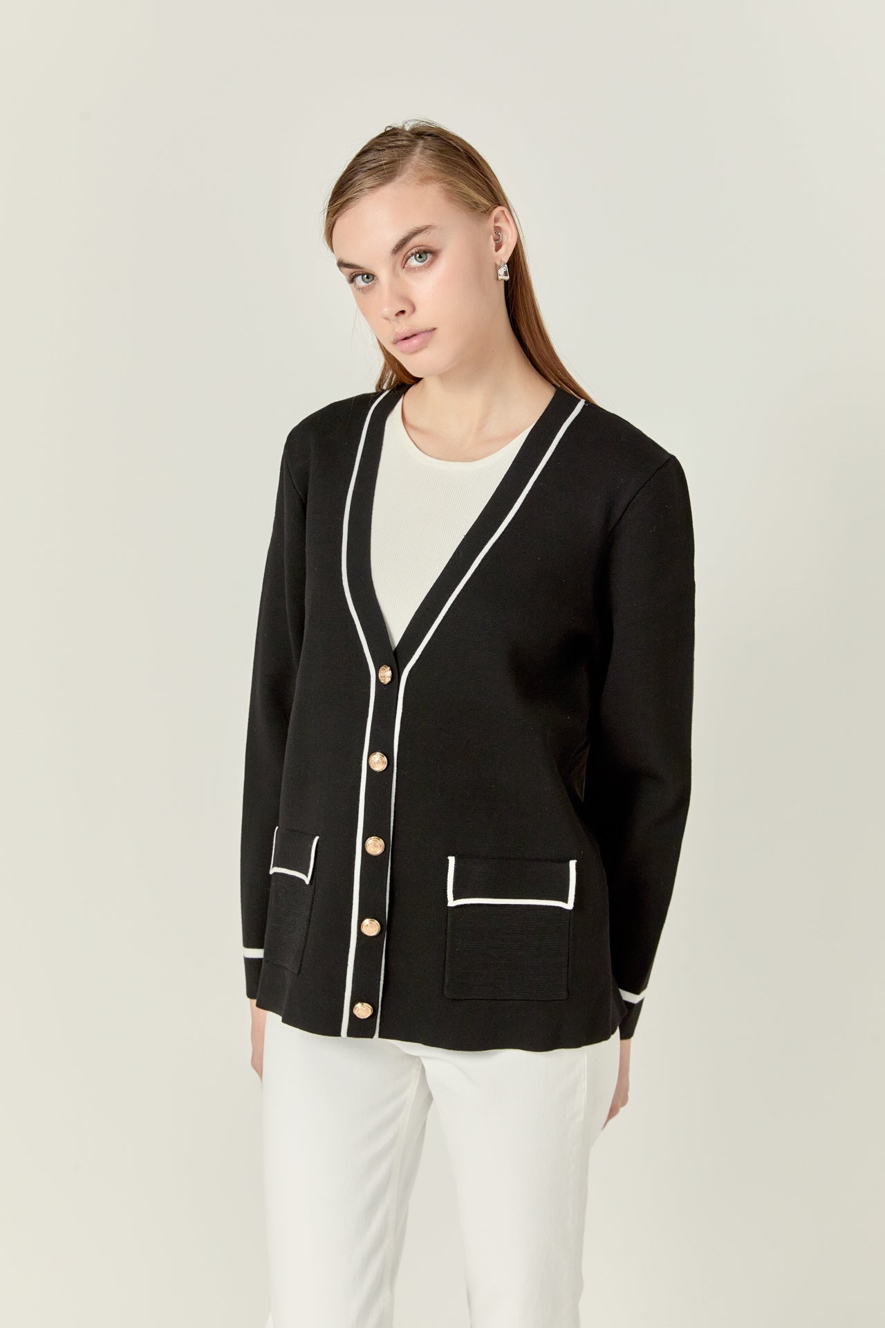 ENGLISH FACTORY - Knit Contrast Cardigan - JACKETS available at Objectrare