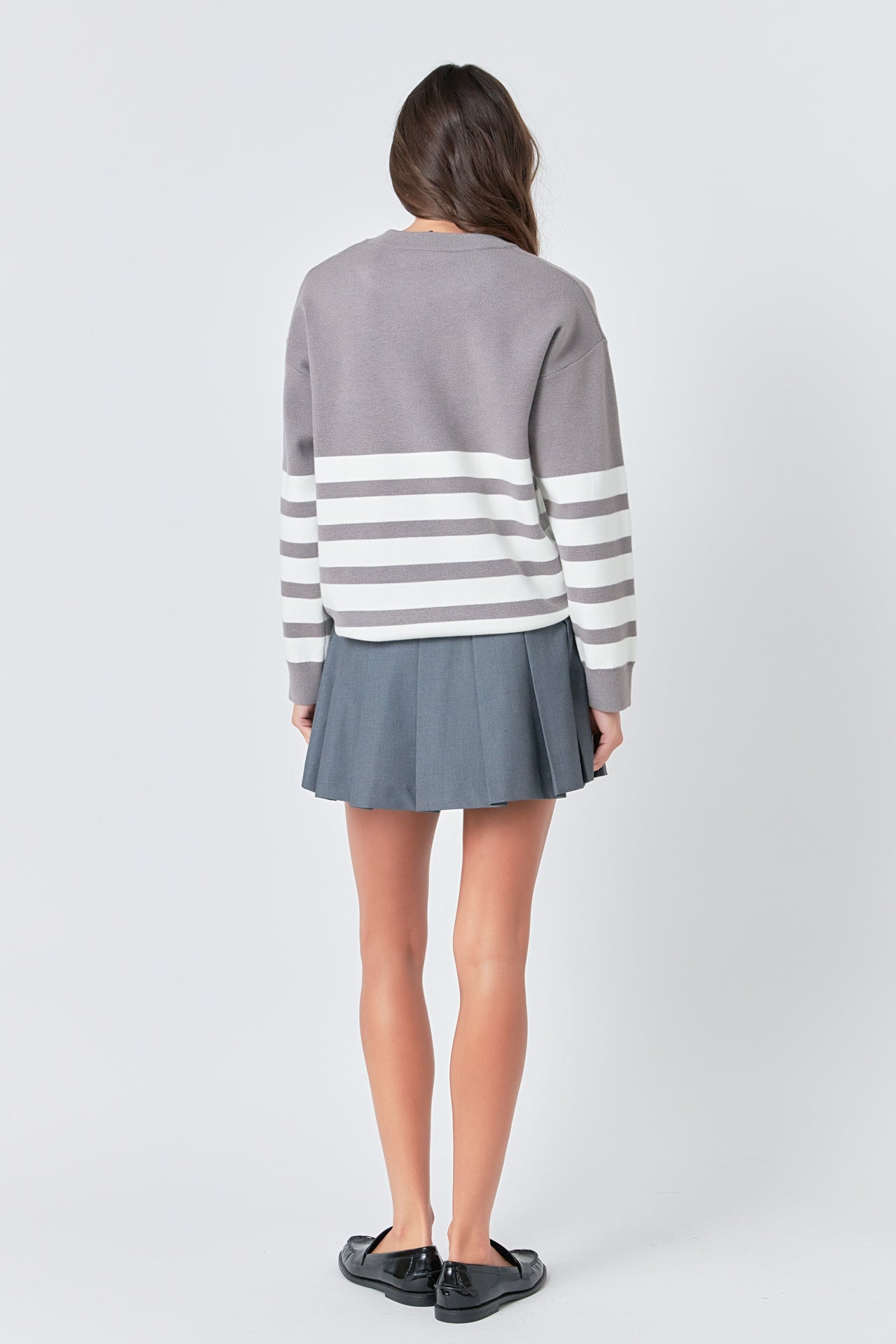 ENGLISH FACTORY - Stripe Round Neck Sweater - SWEATERS & KNITS available at Objectrare