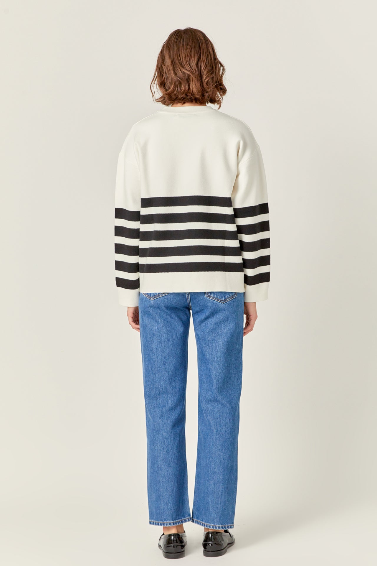 ENGLISH FACTORY - Stripe Round Neck Sweater - SWEATERS & KNITS available at Objectrare