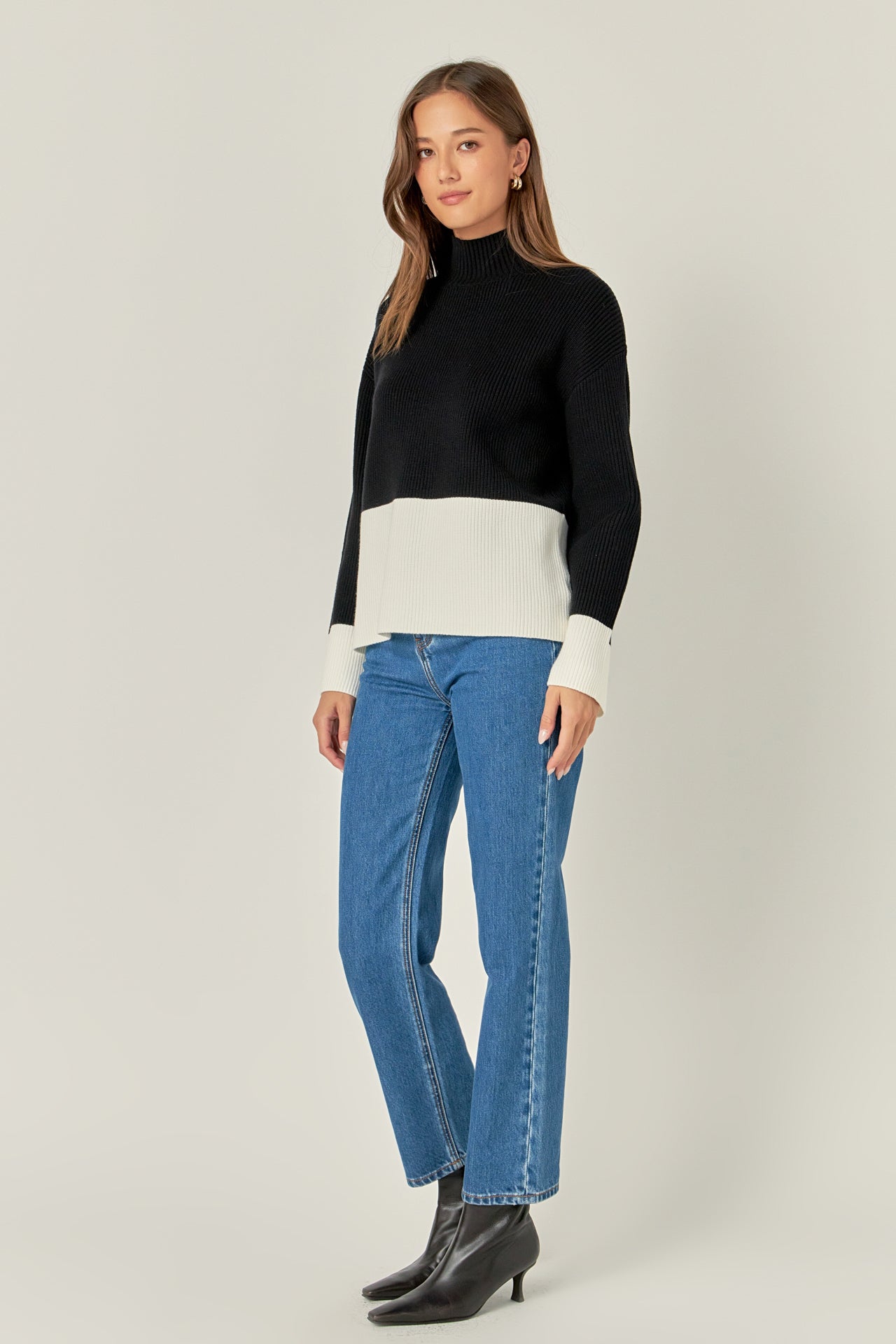 ENGLISH FACTORY - Bicolor High Collar Sweater - SWEATERS & KNITS available at Objectrare