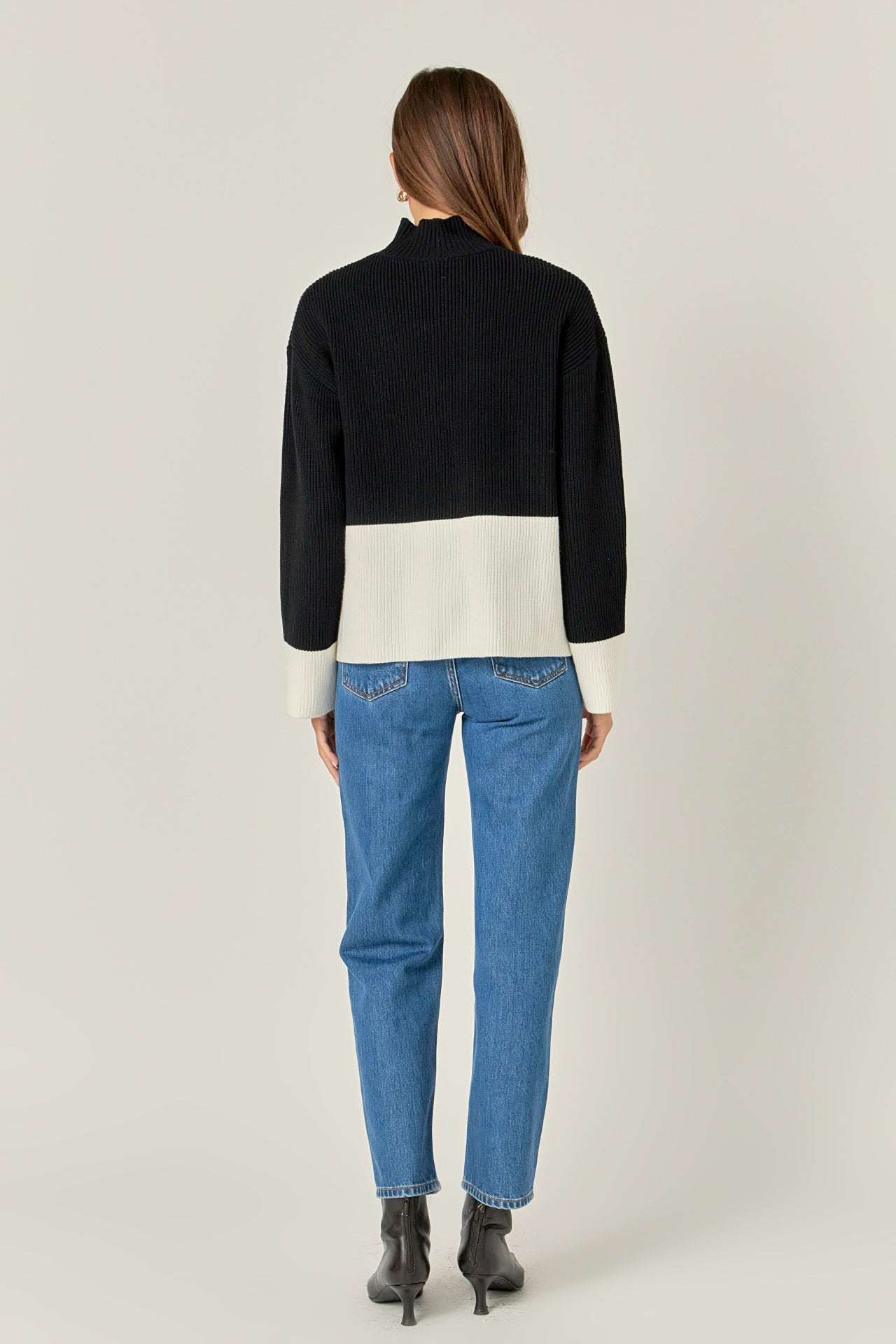 ENGLISH FACTORY - Bicolor High Collar Sweater - SWEATERS & KNITS available at Objectrare
