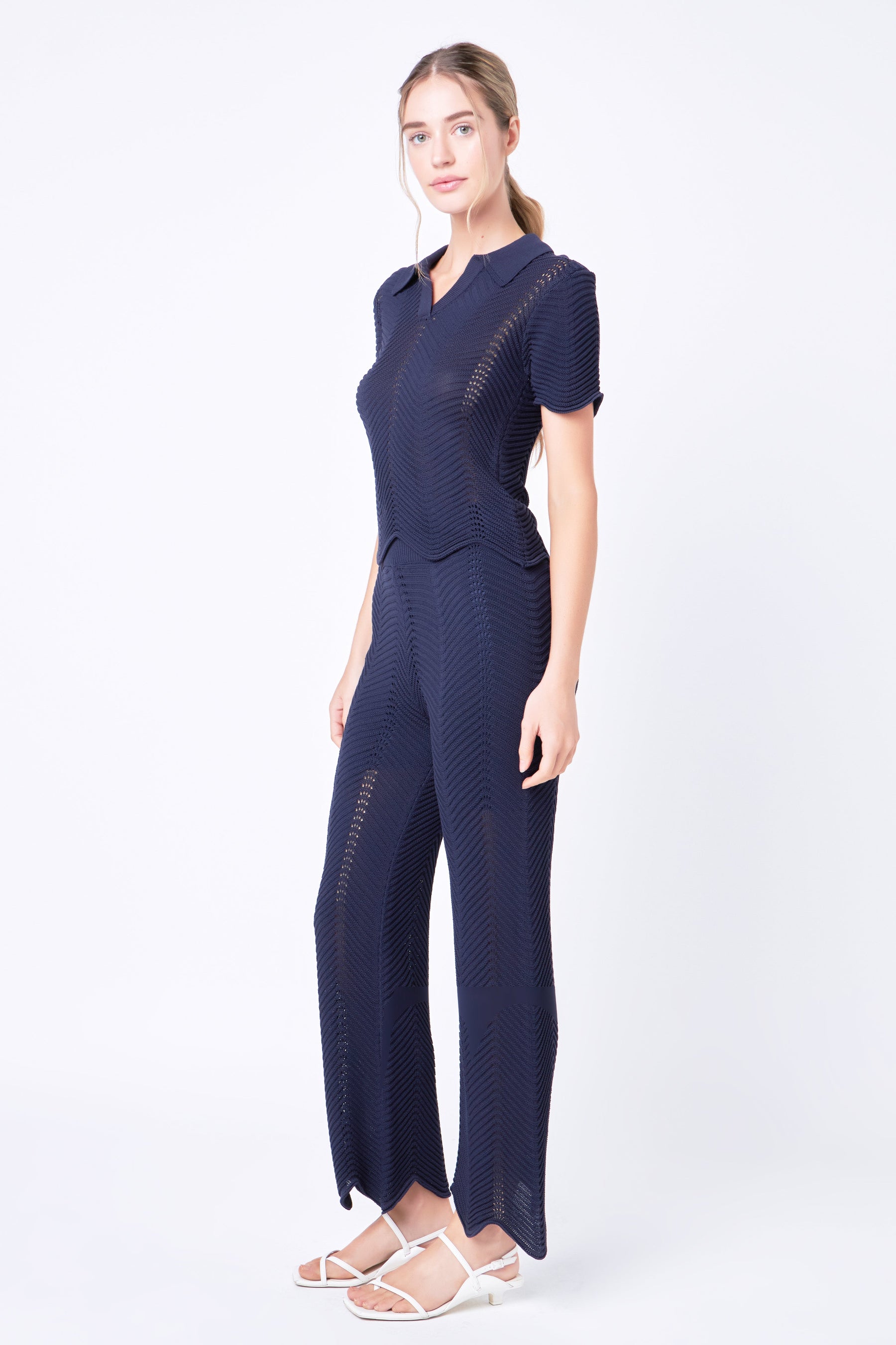 ENGLISH FACTORY - Scallop Detail Crochet Knit Top - TOPS available at Objectrare