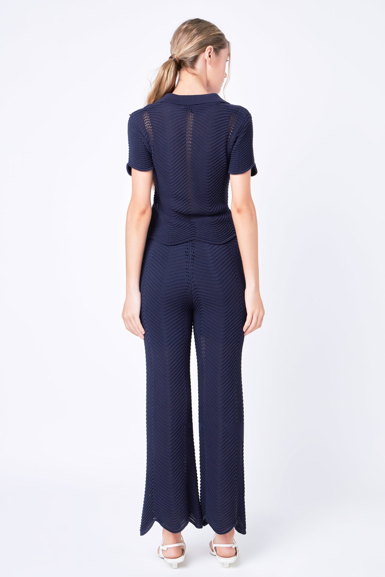 ENGLISH FACTORY - Scallop Detail Crochet Knit Top - TOPS available at Objectrare