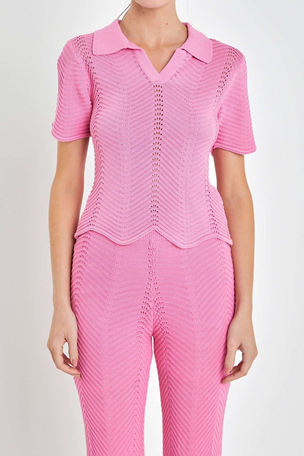 ENGLISH FACTORY - Scallop Detail Crochet Knit Top - TOPS available at Objectrare