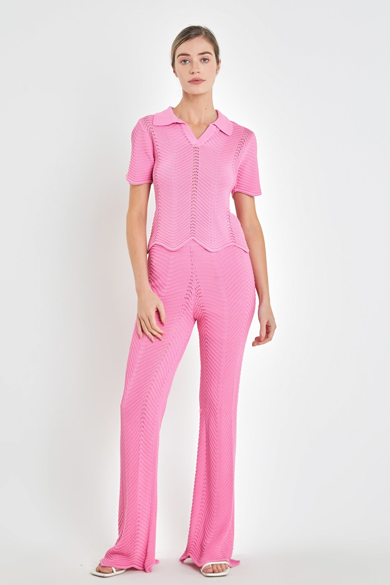 ENGLISH FACTORY - Scallop Detail Crochet Knit Top - TOPS available at Objectrare