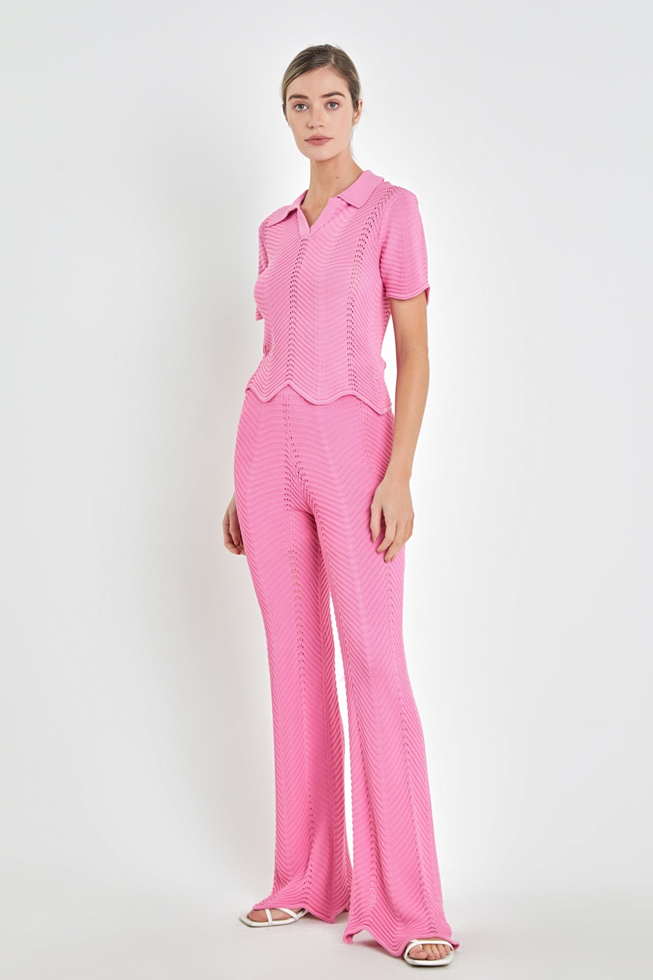 ENGLISH FACTORY - Scallop Detail Crochet Knit Top - TOPS available at Objectrare