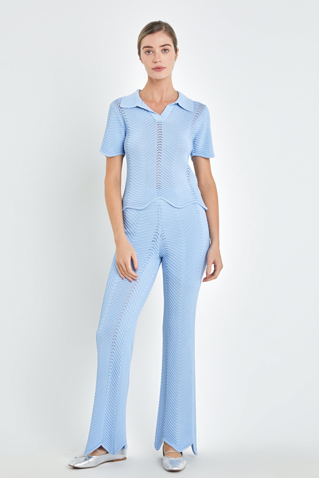 ENGLISH FACTORY - Scallop Detail Crochet Knit Top - TOPS available at Objectrare