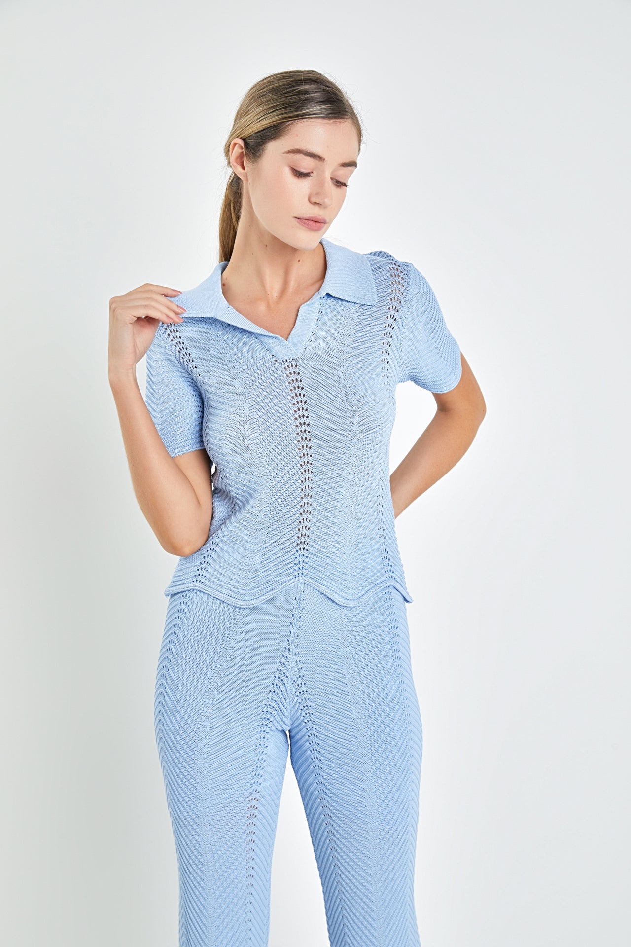 ENGLISH FACTORY - Scallop Detail Crochet Knit Top - TOPS available at Objectrare